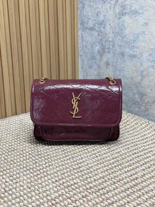 Yves Saint Laurent Niki Baby Shoulder Bag in Burgundy Leather 1 Yves Saint Laurent Niki Baby Shoulder Bag in Burgundy Leather