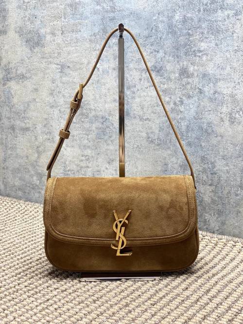 Yves Saint Laurent Solferino Small Suede Shoulder Bag - Elegant & Spacious 1 Yves Saint Laurent Solferino Small Suede Shoulder Bag - Elegant & Spacious