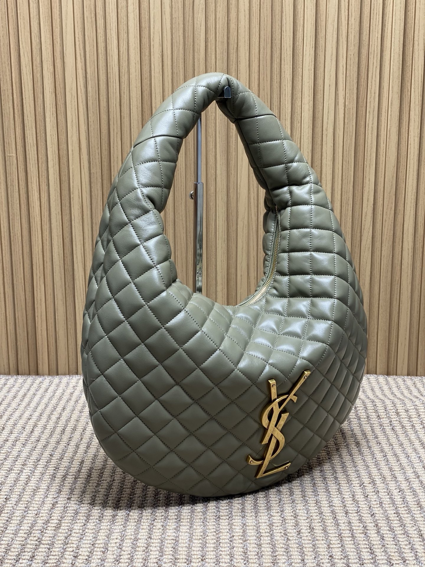 Yves Saint Laurent BABY ICARE Large Hobo Bag in Gray-Green Quilted Leather 3 i1757313627615 8156 0 1