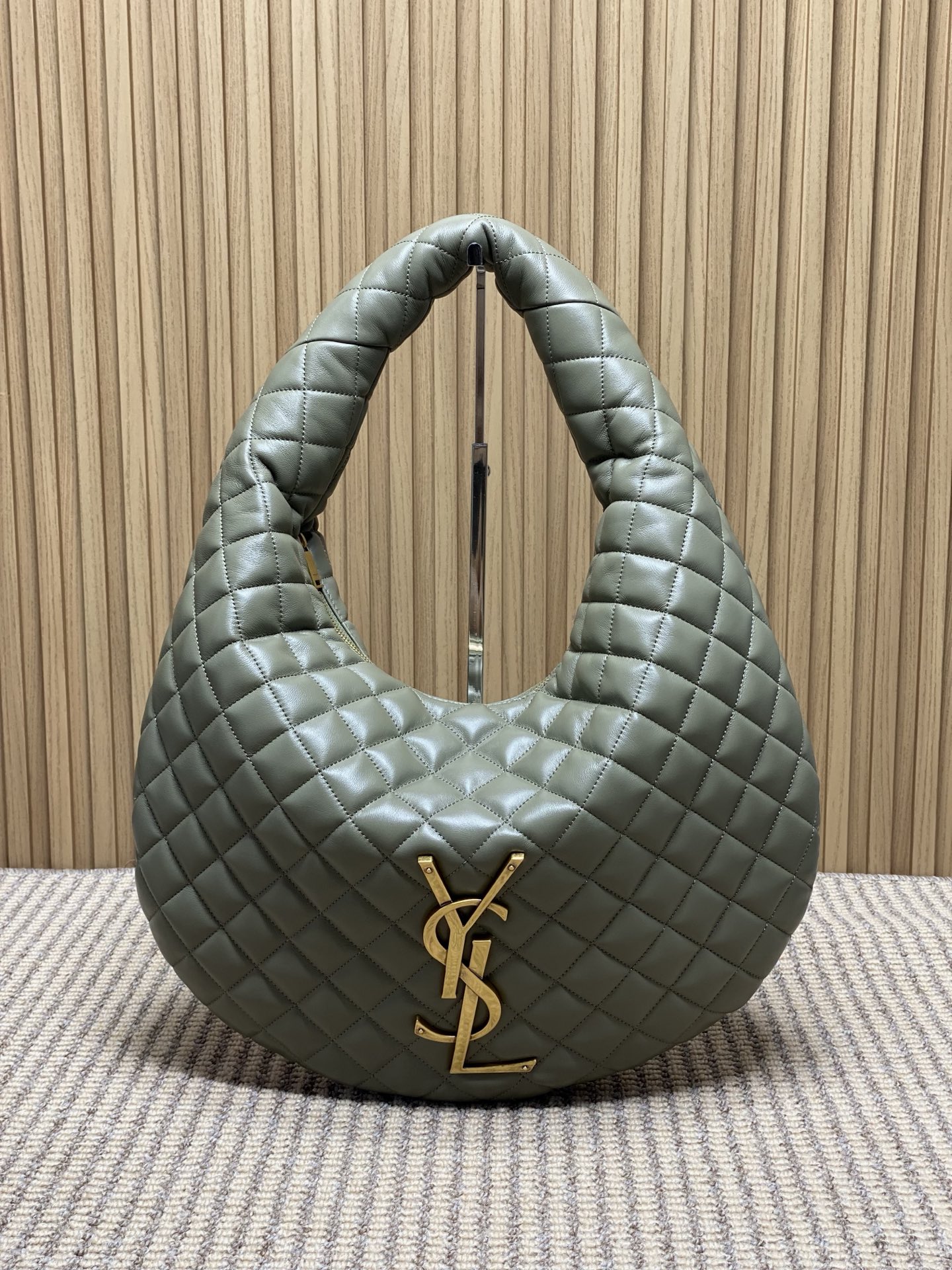 Yves Saint Laurent BABY ICARE Large Hobo Bag in Gray-Green Quilted Leather 2 i1757313645692 205 0 0
