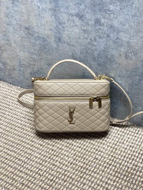 Yves Saint Laurent Gaby Box Bag in Quilted Leather, Top Handle Bag 1 Yves Saint Laurent Gaby Box Bag in Quilted Leather, Top Handle Bag