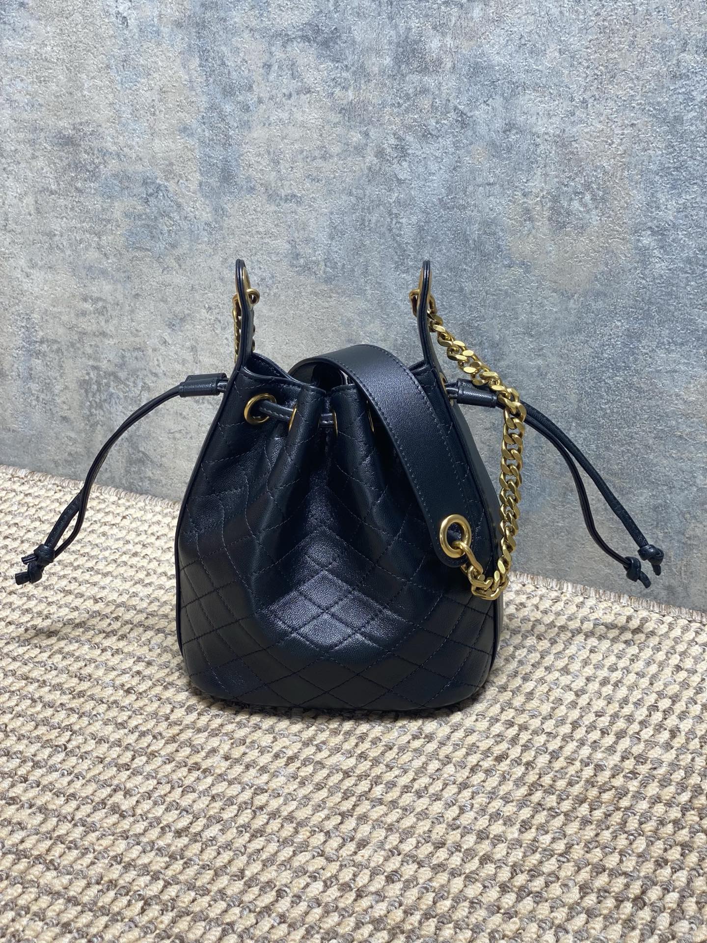 Saint Laurent Le Cassandre Bucket Bag Lambskin Leather with Chain Strap 3 i1758432283431 9977 0 1