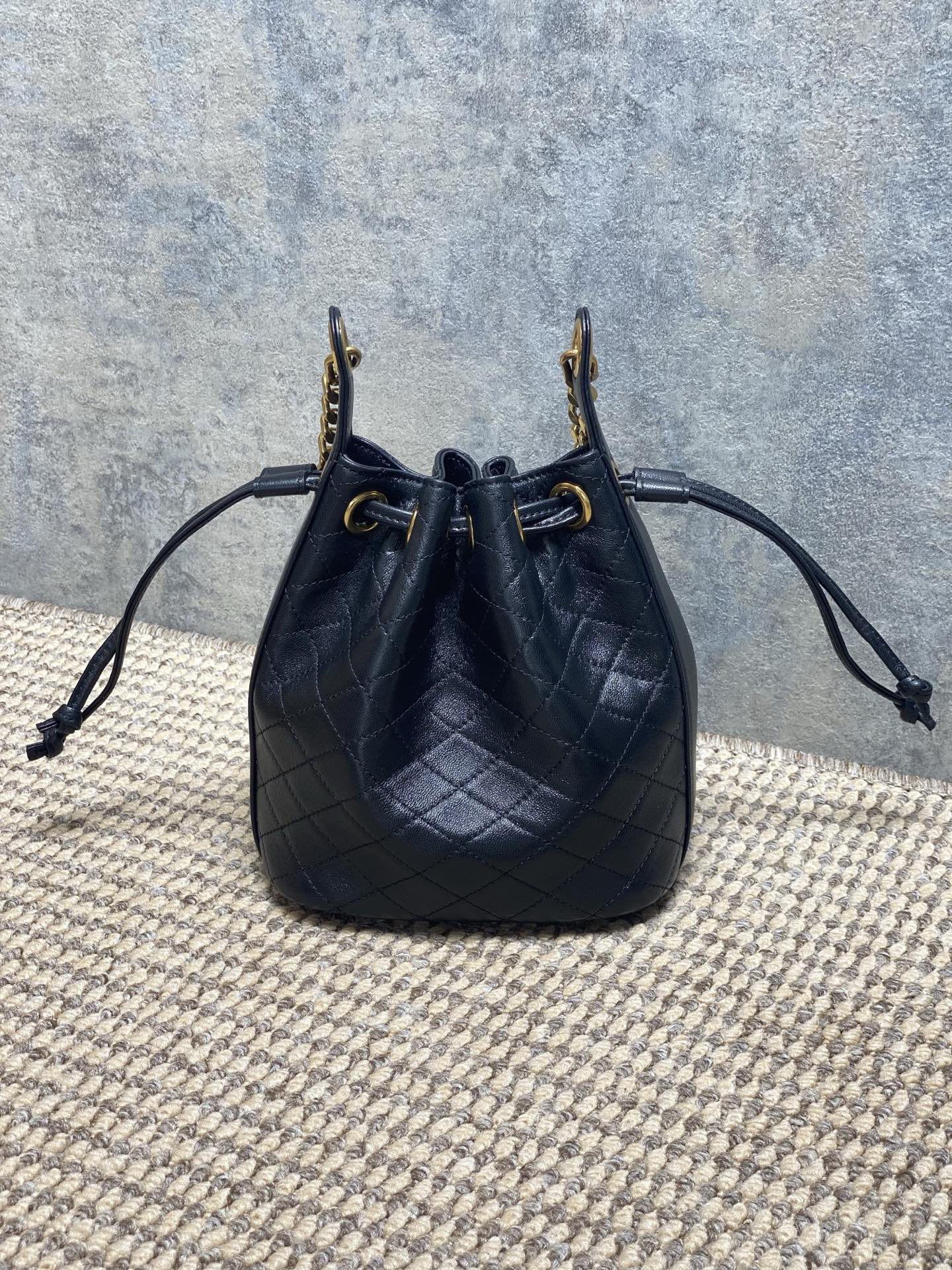 Saint Laurent Le Cassandre Bucket Bag Lambskin Leather with Chain Strap
