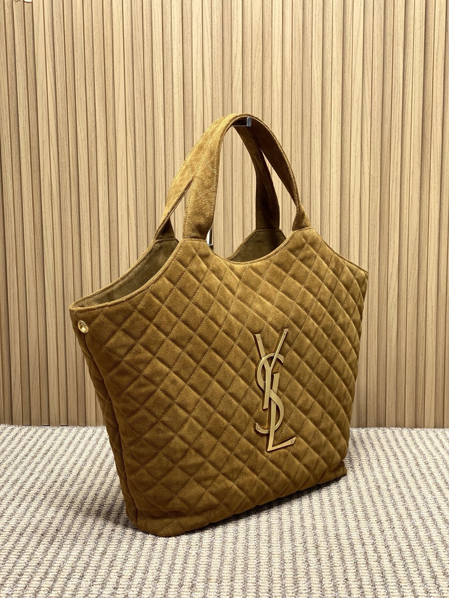 Yves Saint Laurent Suede Shopping Bag with Logo, 38x43x8cm 3 i1758517790434 3714 0 1