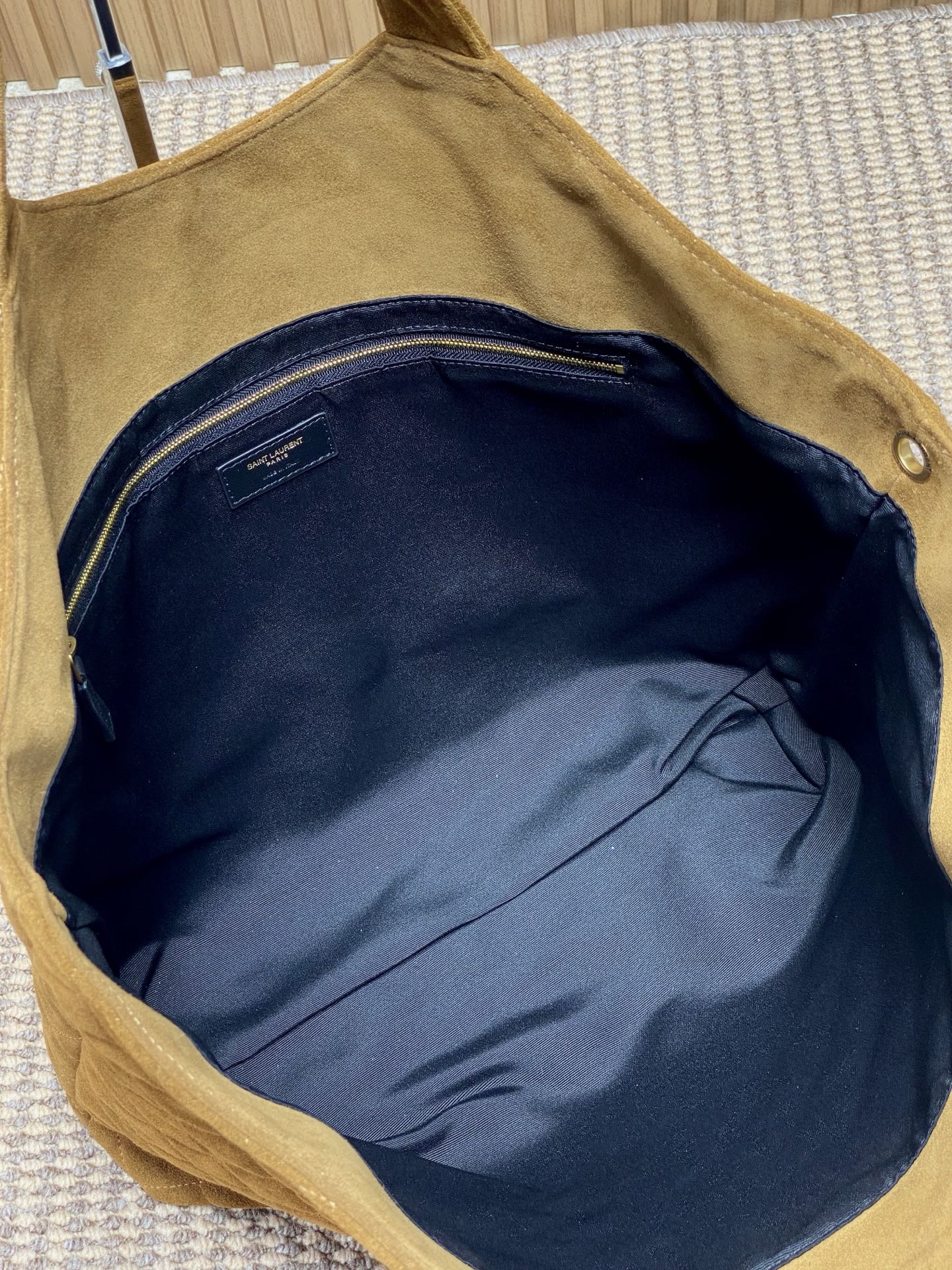 Yves Saint Laurent Suede Shopping Bag with Logo, 38x43x8cm 9 i1758517800887 772 0 7