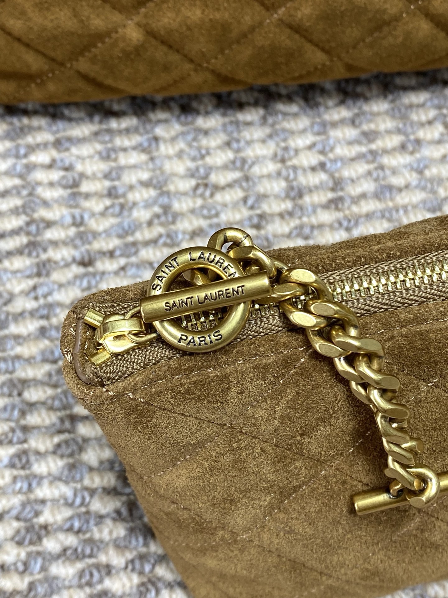 Yves Saint Laurent Suede Shopping Bag with Logo, 38x43x8cm 8 i1758517801003 3974 0 6