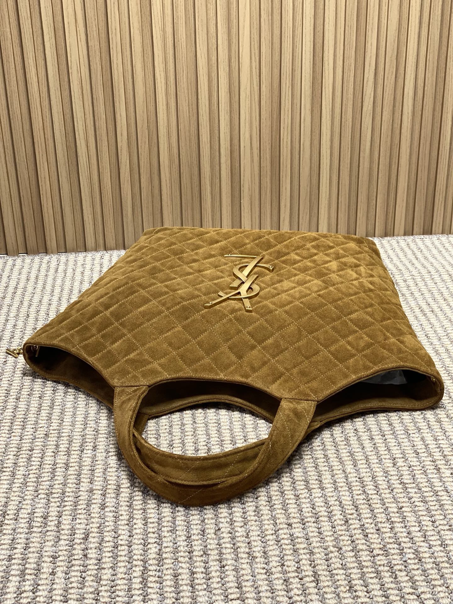 Yves Saint Laurent Suede Shopping Bag with Logo, 38x43x8cm 6 i1758517801125 3975 0 4