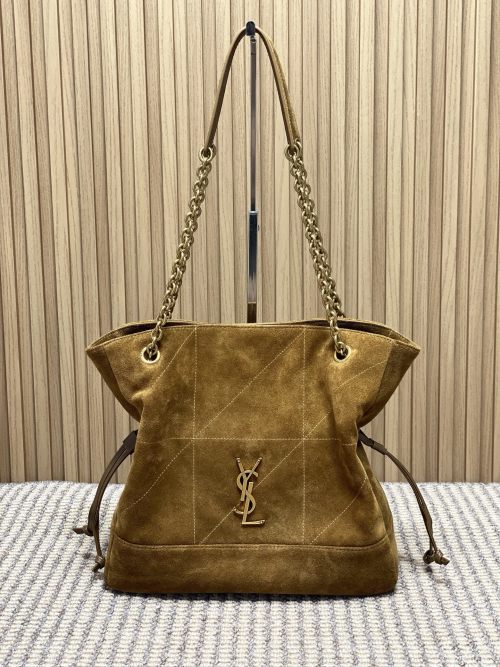 Saint Laurent Large Pochon Tote Bag - Caramel Suede Leather, Small Size 2 Saint Laurent Large Pochon Tote Bag - Caramel Suede Leather, Small Size