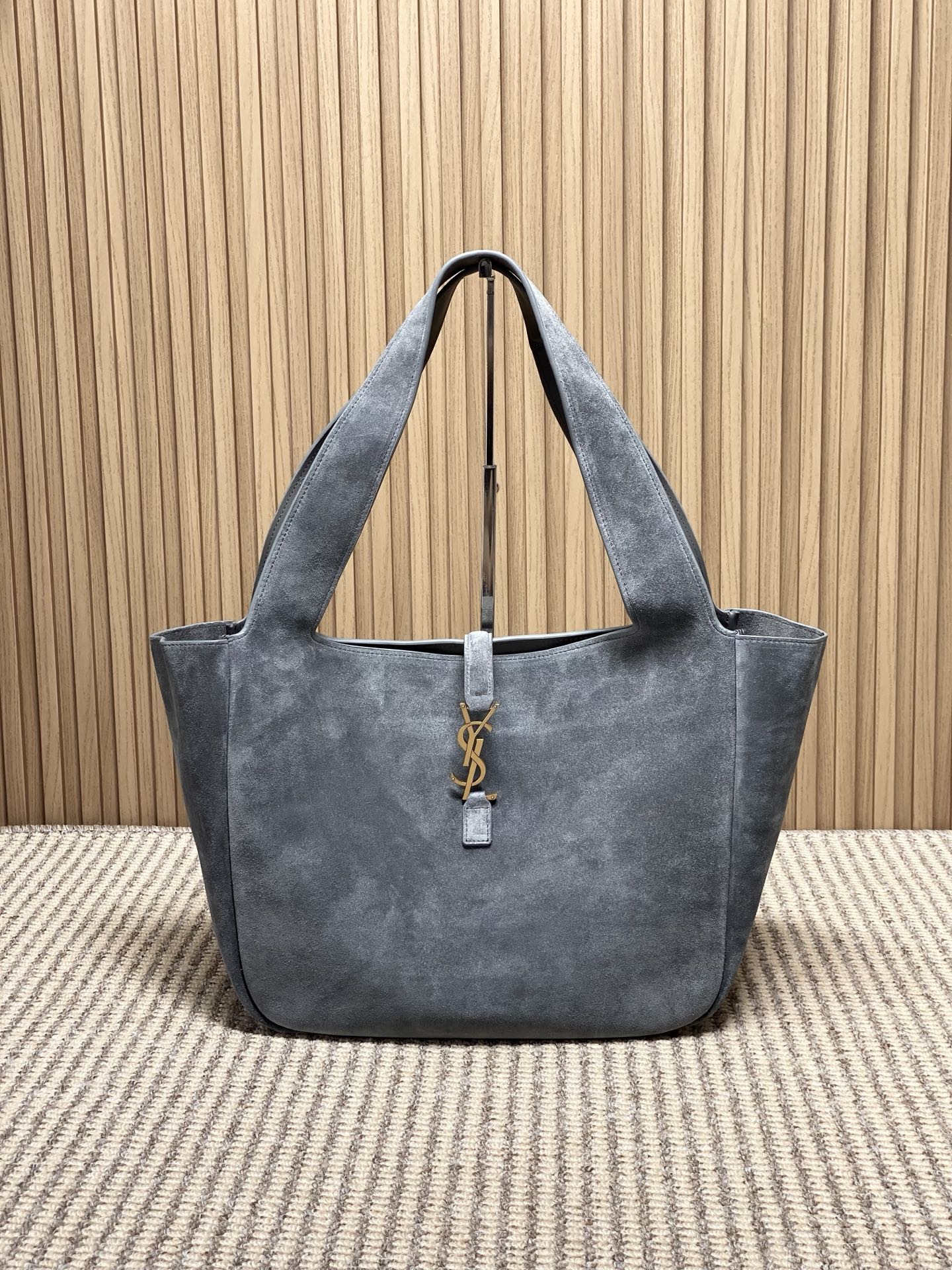 YSL Style Grey Leather Tote Bag Lookbook Reference image 1