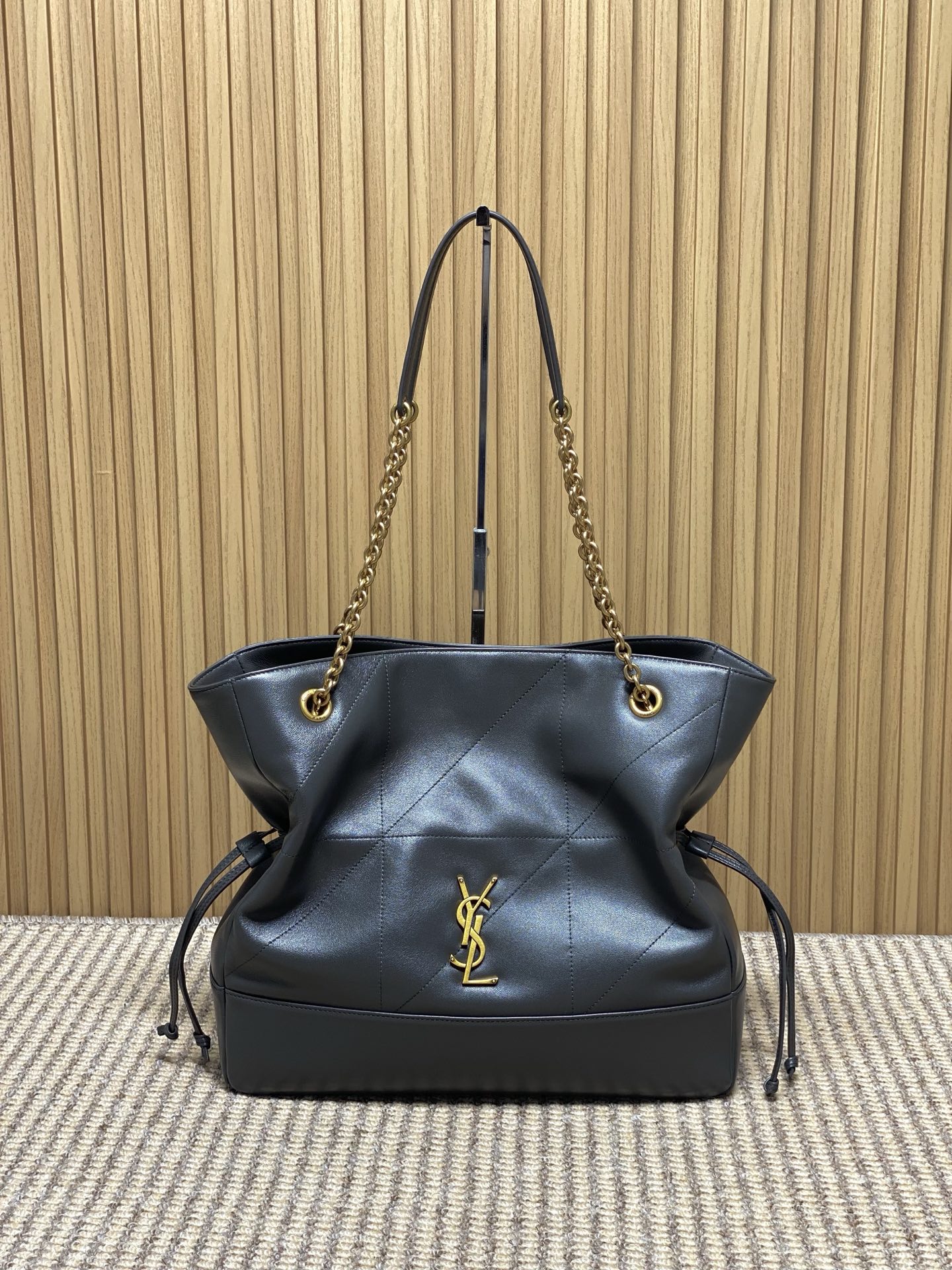 YSL Style Grey Leather Chain Bag Lookbook Reference image 1