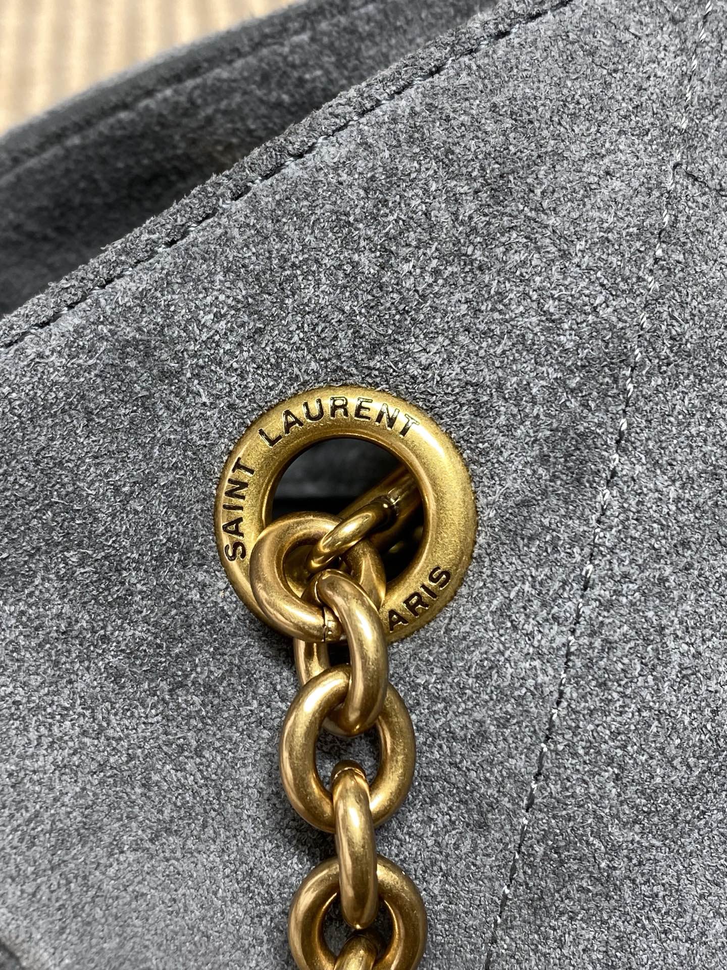 YSL Style Grey Leather Crossbody Bag style reference detail image 6 from source 763076