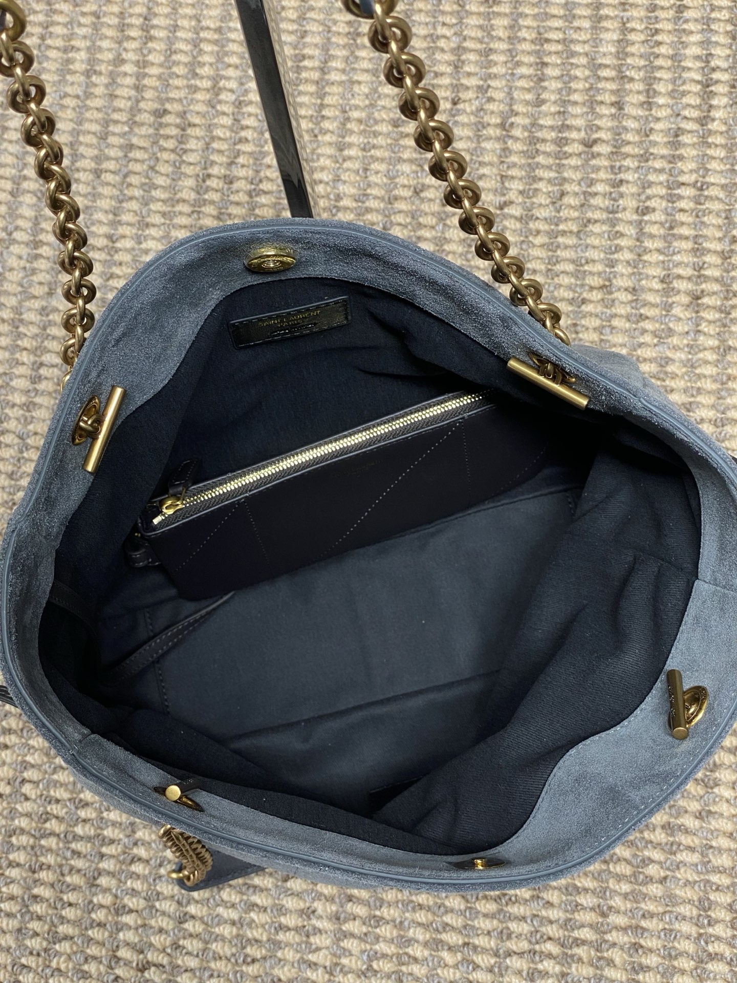 YSL Style Grey Leather Crossbody Bag Bags Crossbody Bag detail image 9 from source 763067