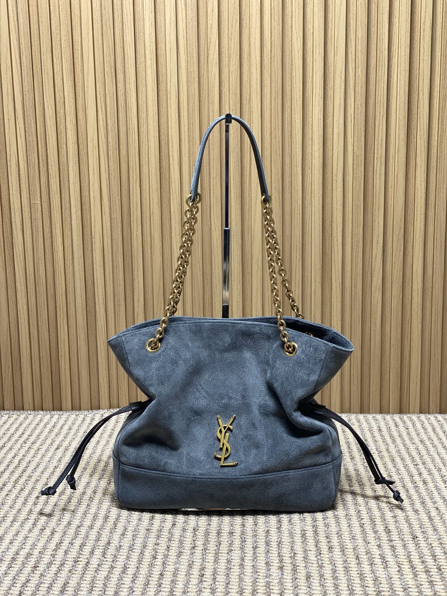 YSL Style Grey Leather Crossbody Bag Lookbook Reference image 1