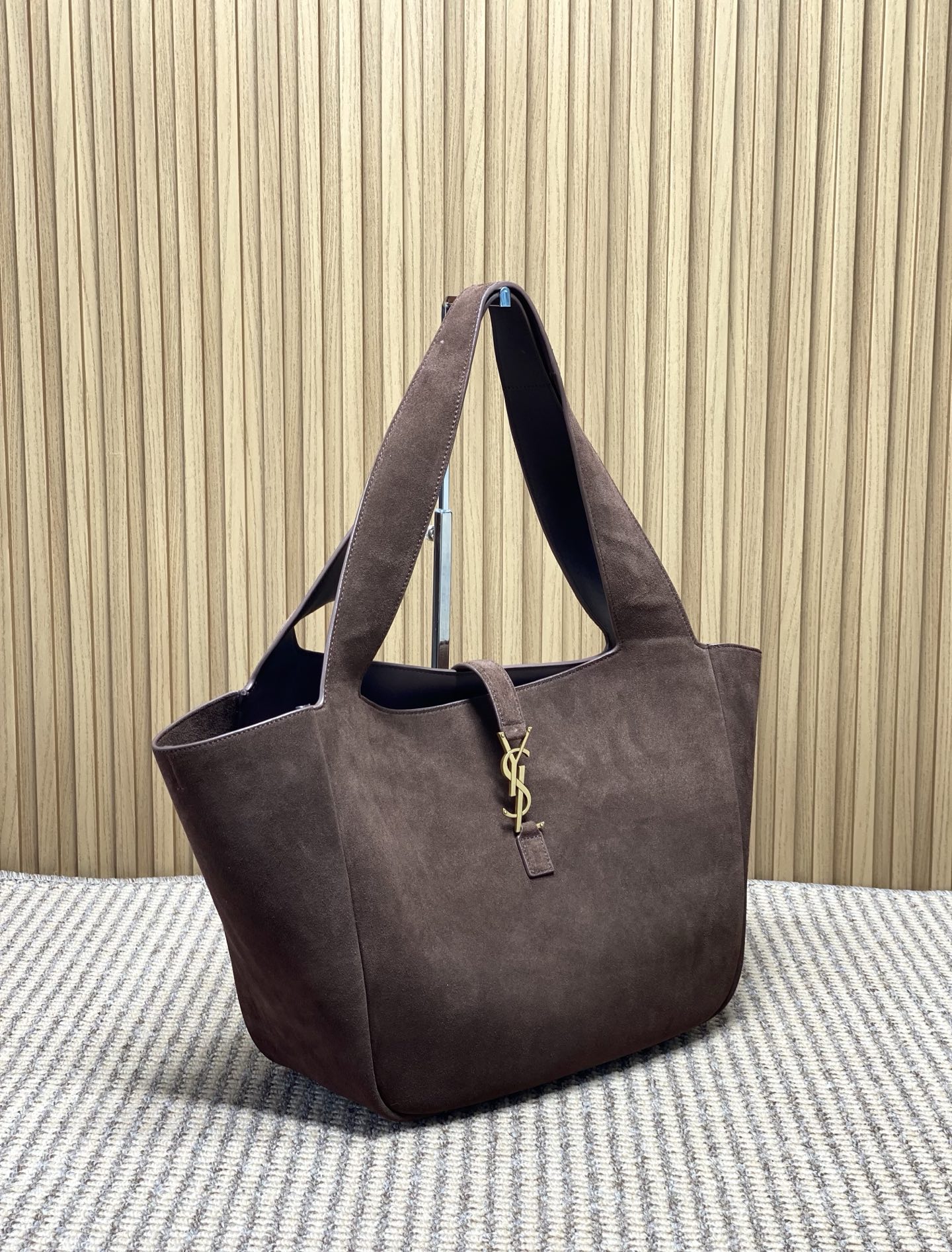 YSL Style Brown Leather Tote Bag Lookbook Reference image 2