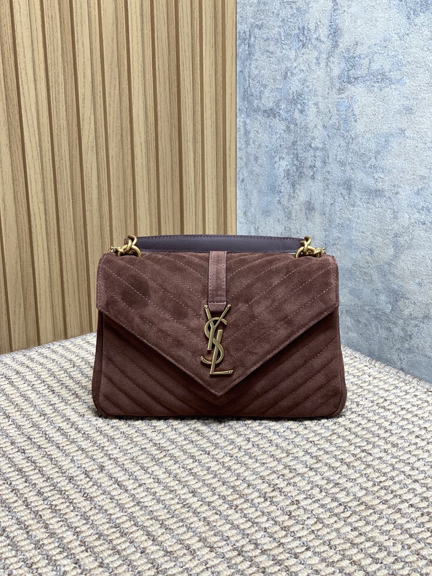 YSL Style Brown Leather Messenger Bag Lookbook Reference image 1