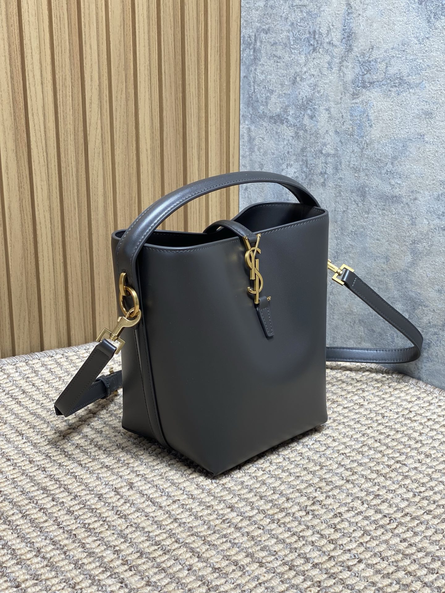 YSL Style Grey Leather Crossbody Bag Lookbook Reference image 2
