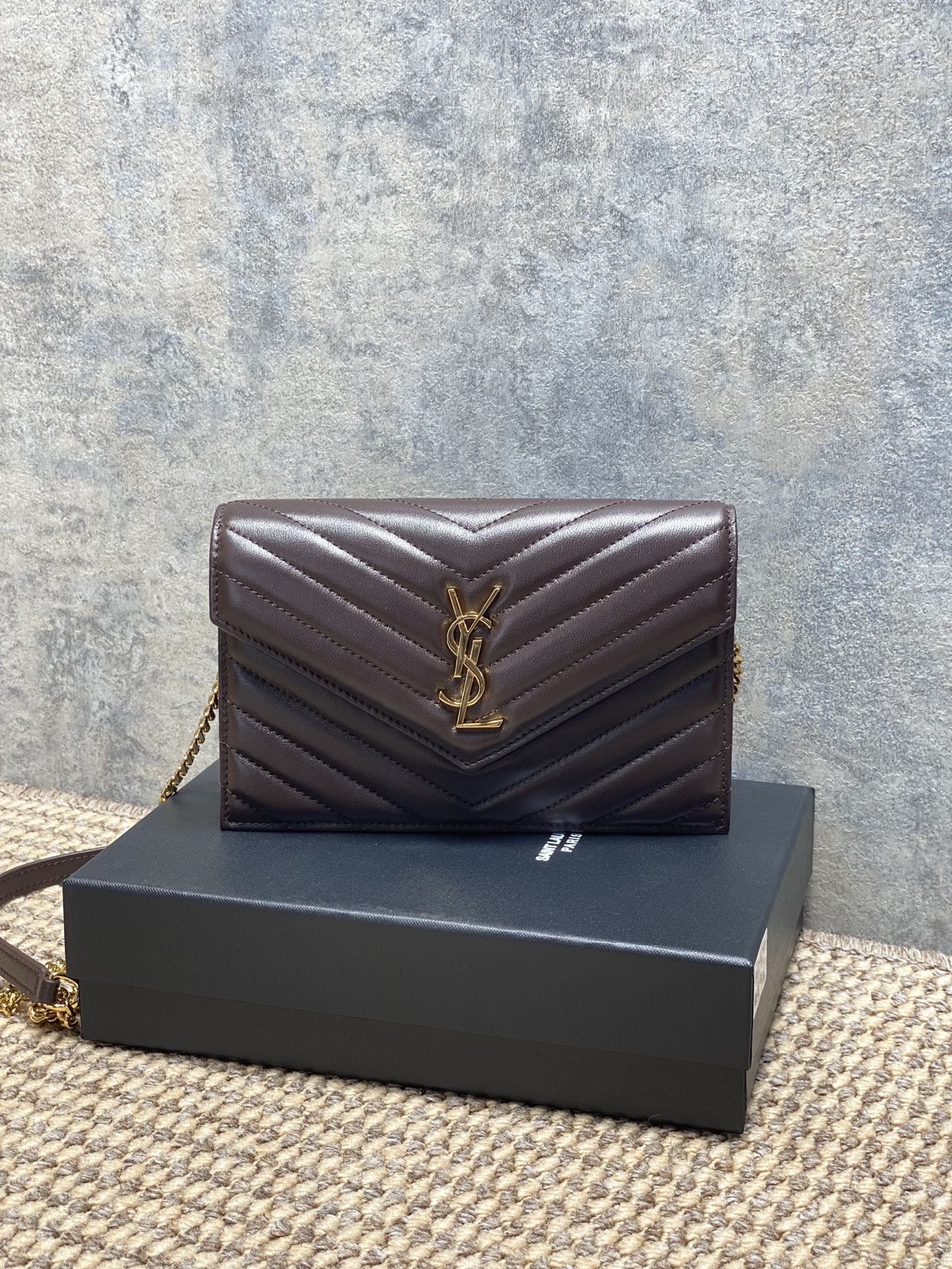 YSL Style Brown Leather Chain Bag Lookbook Reference image 1