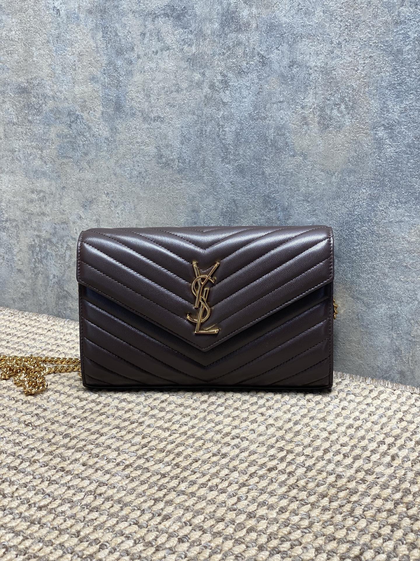 YSL Style Brown Leather Clutch Lookbook Reference image 1