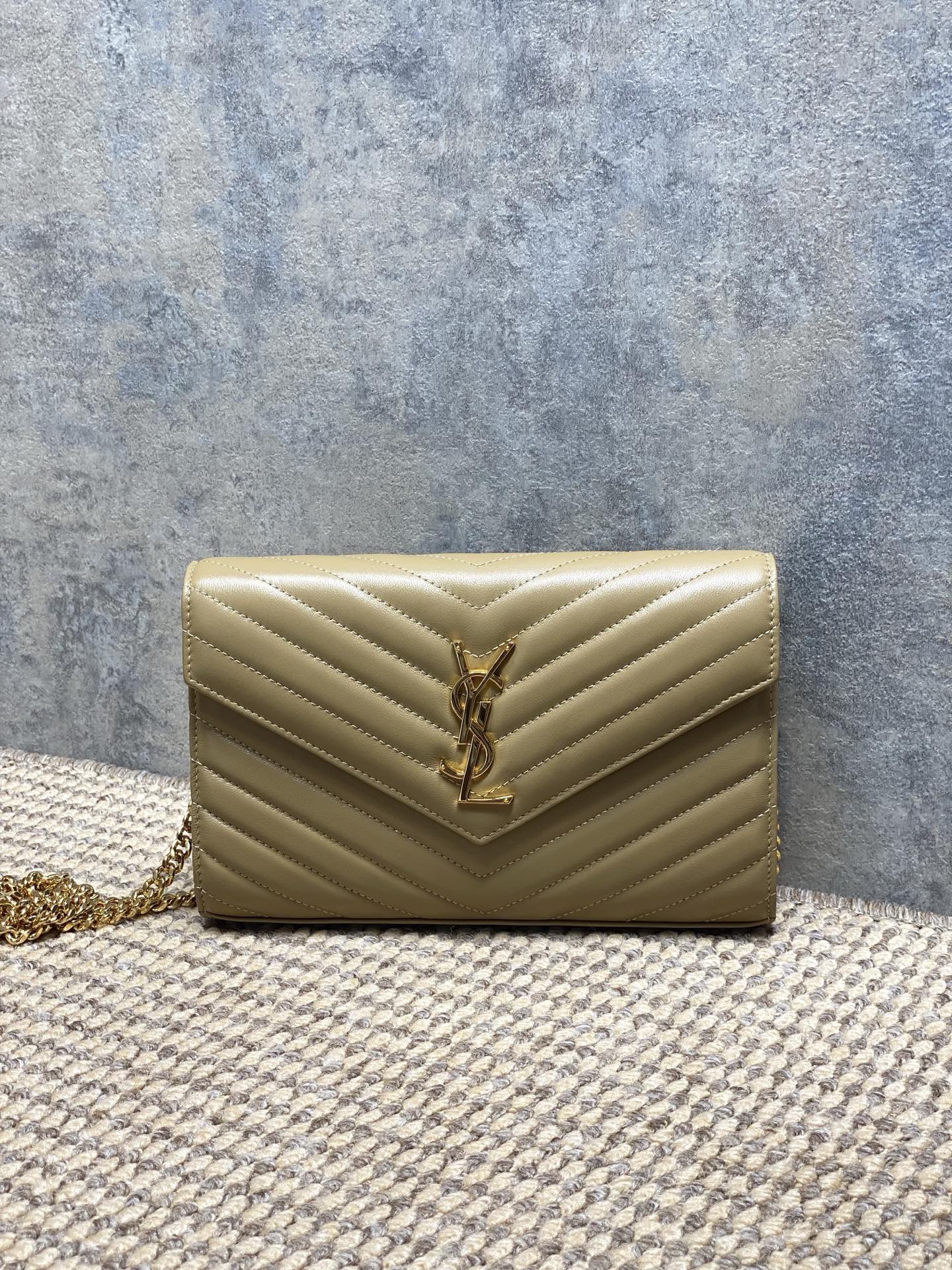 YSL Style Beige Leather Clutch Lookbook Reference image 1
