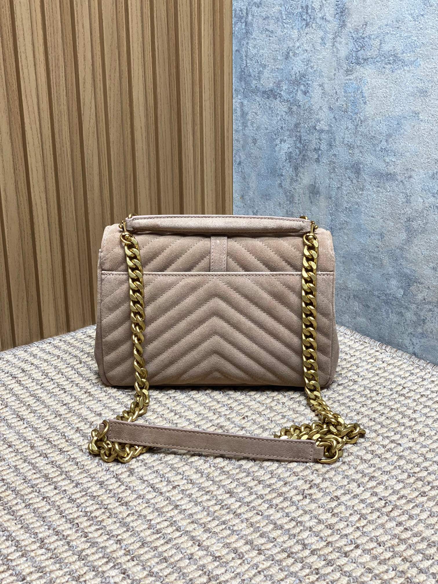 YSL Style Beige Leather Messenger Bag Lookbook Reference image 2
