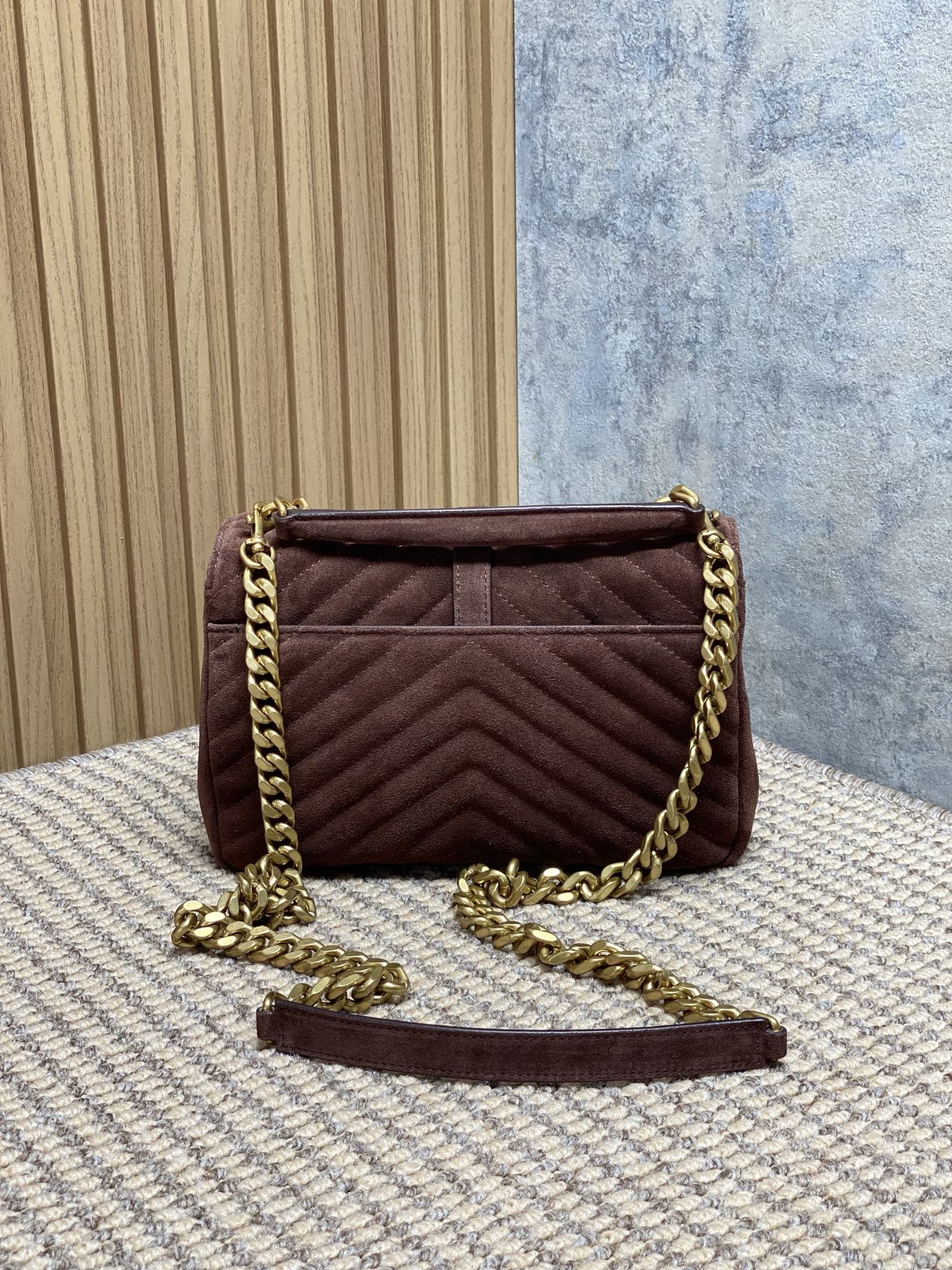 YSL Style Brown Leather Messenger Bag Lookbook Reference image 2
