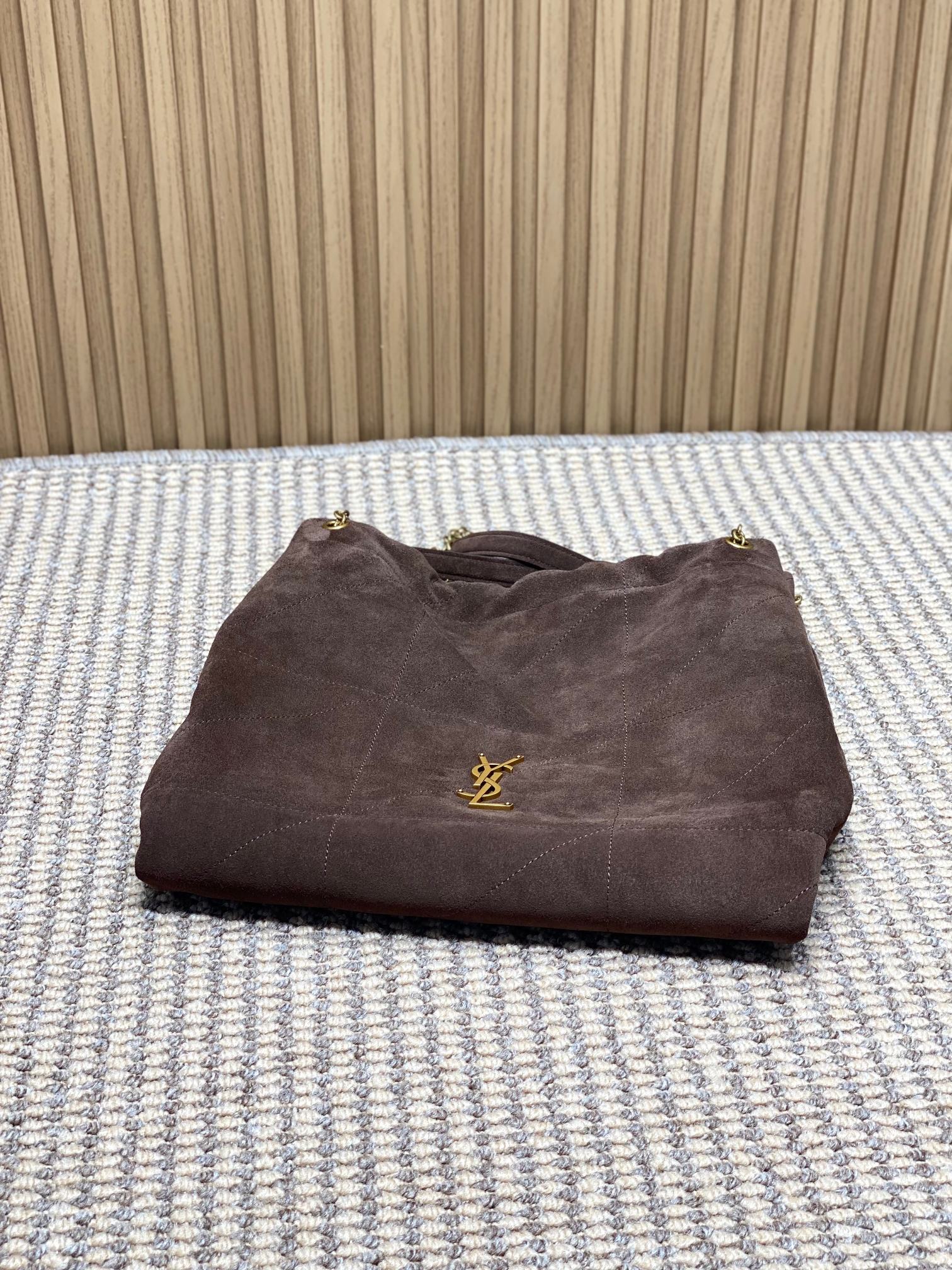 YSL Suede Drawstring Chain Bucket Bag