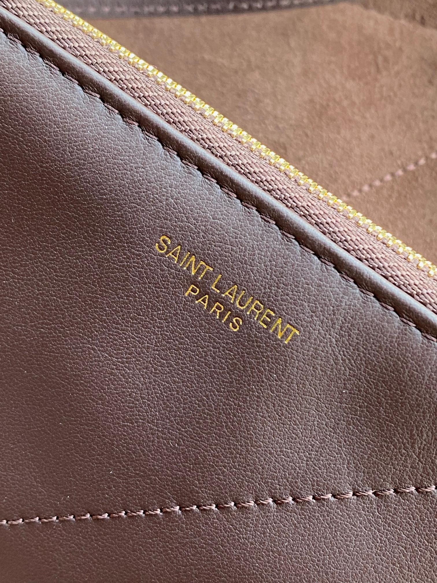 YSL Suede Drawstring Chain Bucket Bag