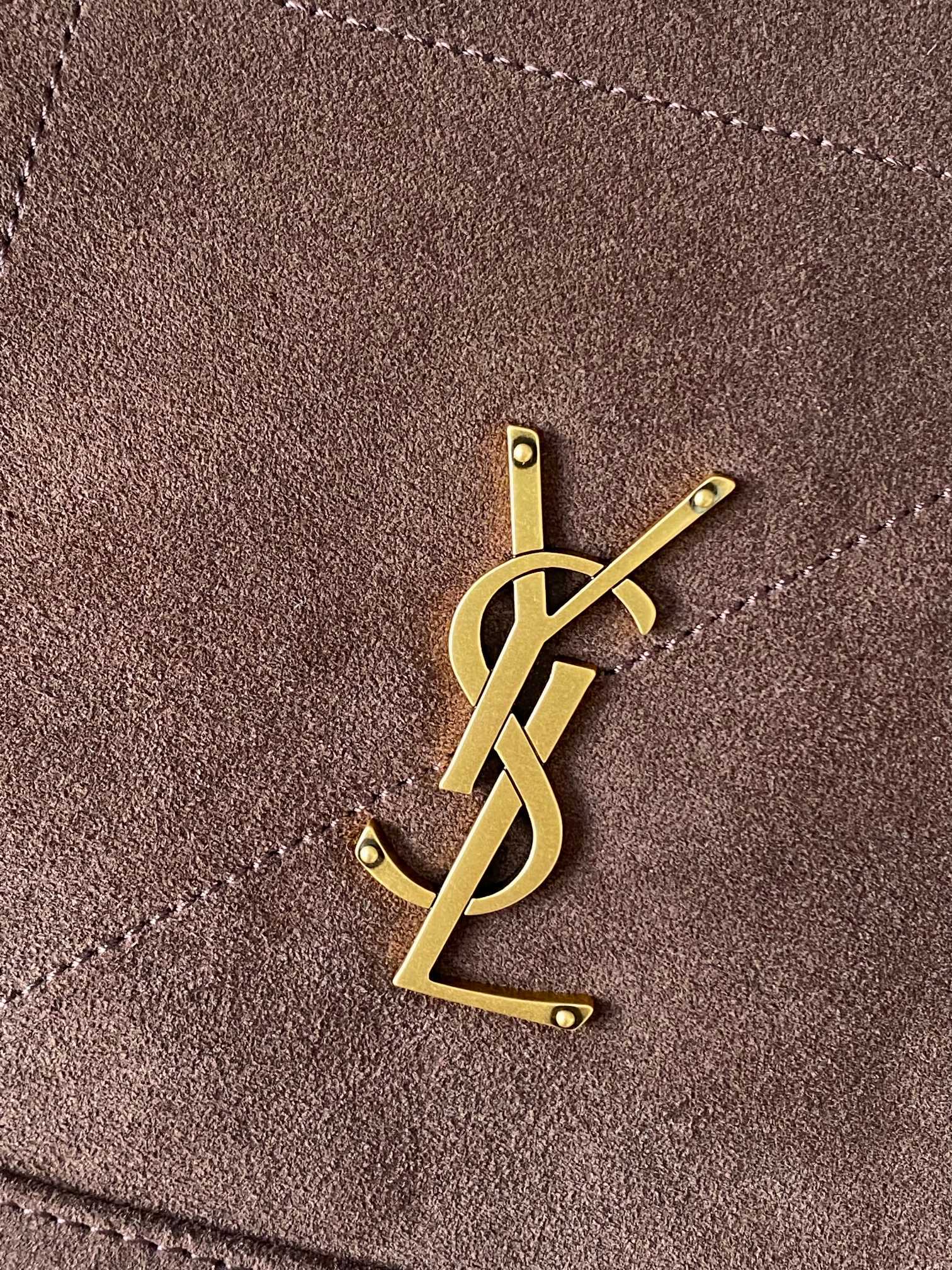 YSL Suede Drawstring Chain Bucket Bag