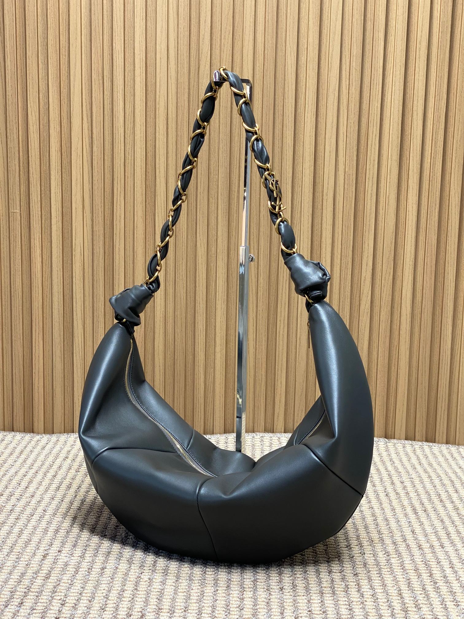 YSL Style Grey Leather Crossbody Bag Lookbook Reference image 2