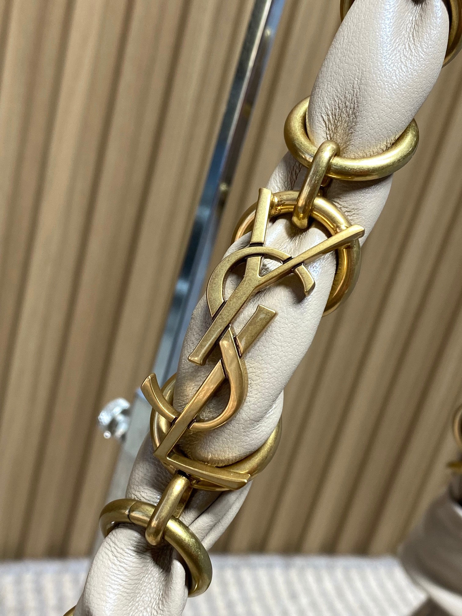YSL Style Beige Leather Crossbody Bag style reference detail image 6 from source 763180