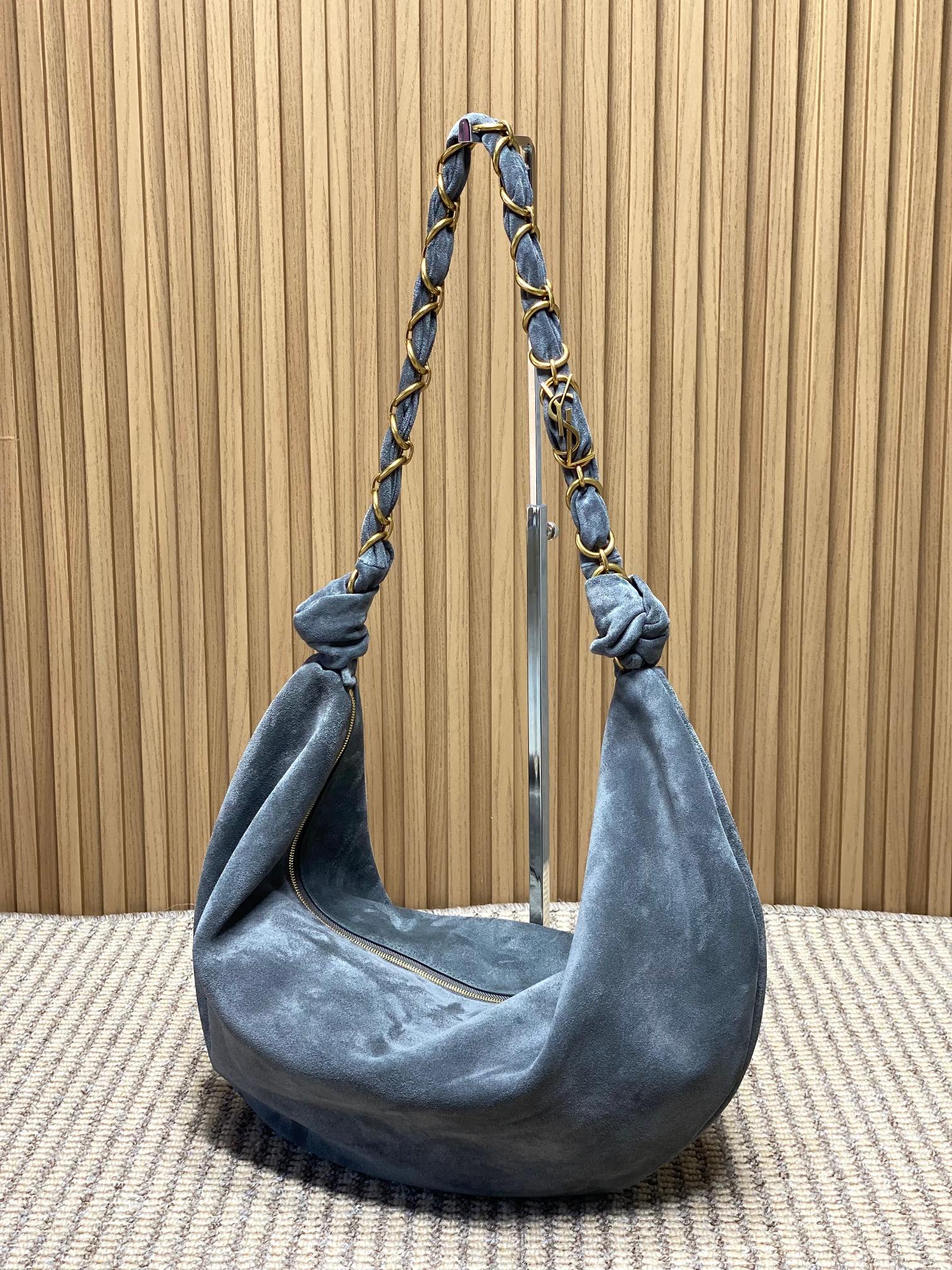 YSL Style Grey Leather Crossbody Bag style reference detail image 2 from source 763186