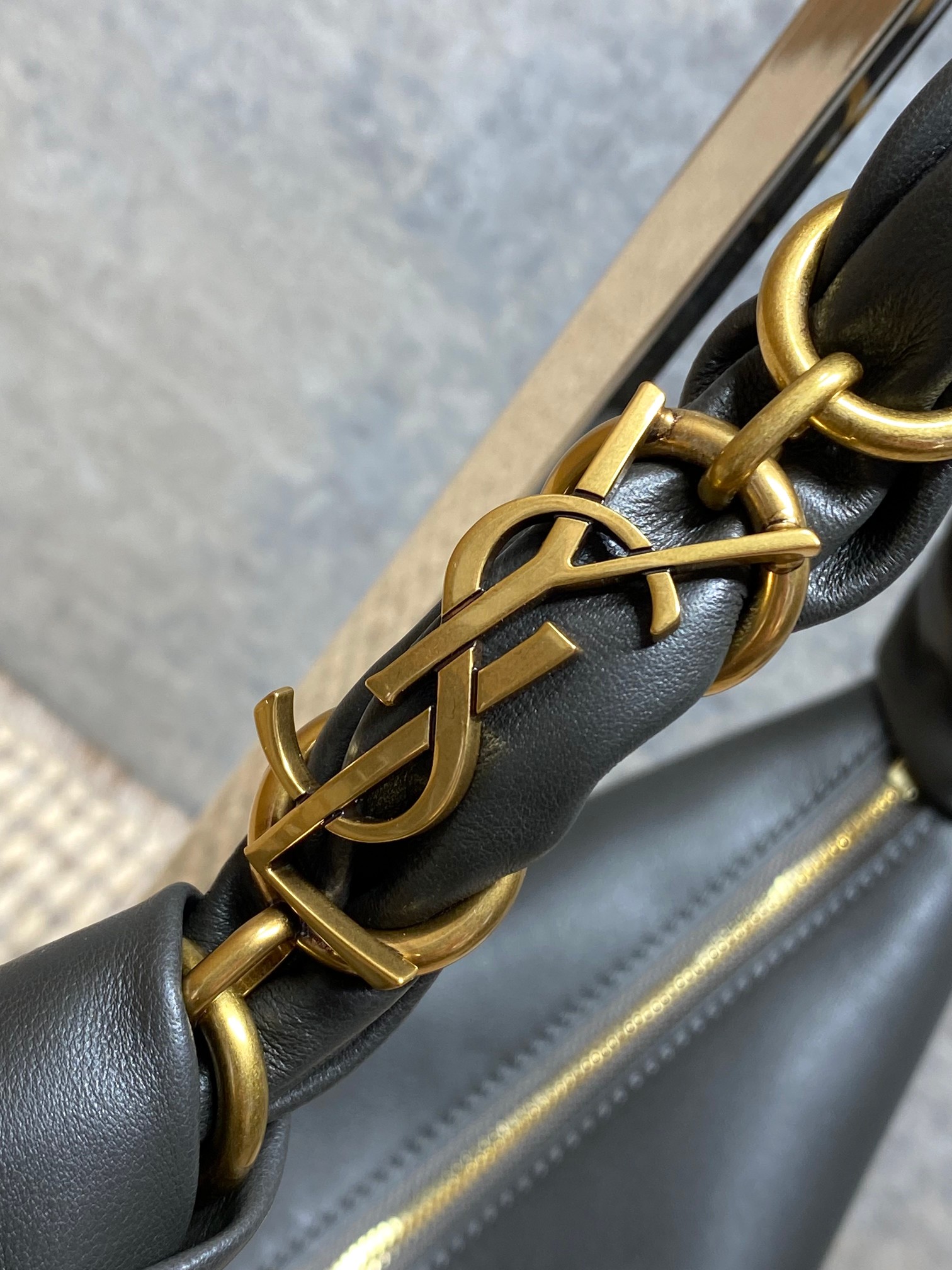 YSL Style Black Leather Top Handle Bag style reference detail image 7 from source 763190