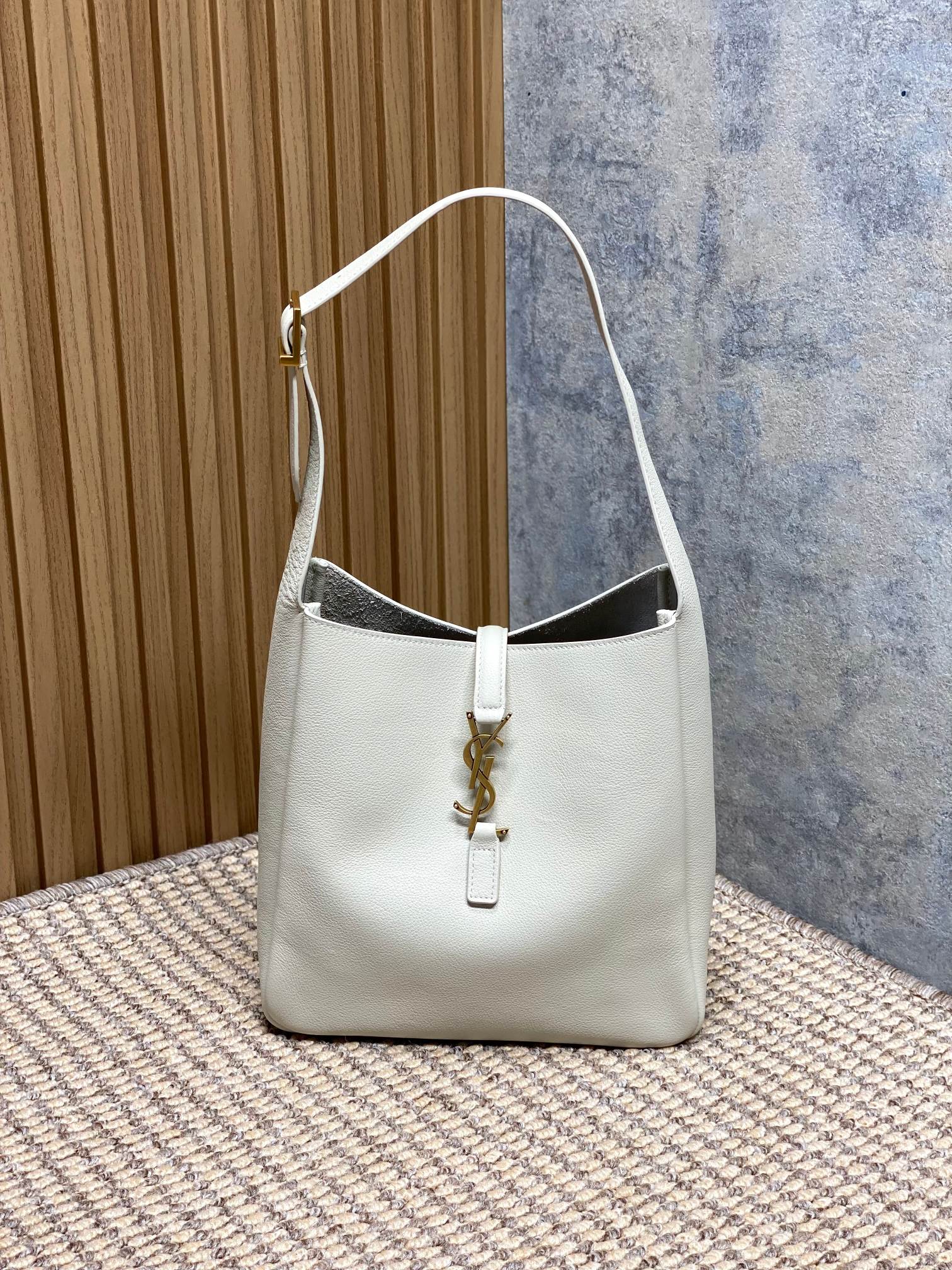 YSL Style White Leather Hobo Bag Lookbook Reference image 1