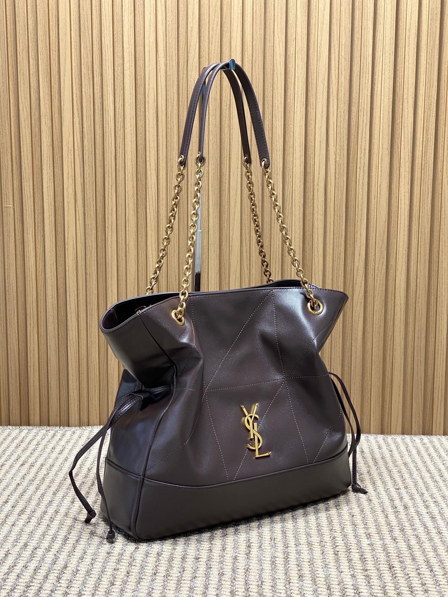 YSL Style Brown Leather Chain Bag Lookbook Reference image 2