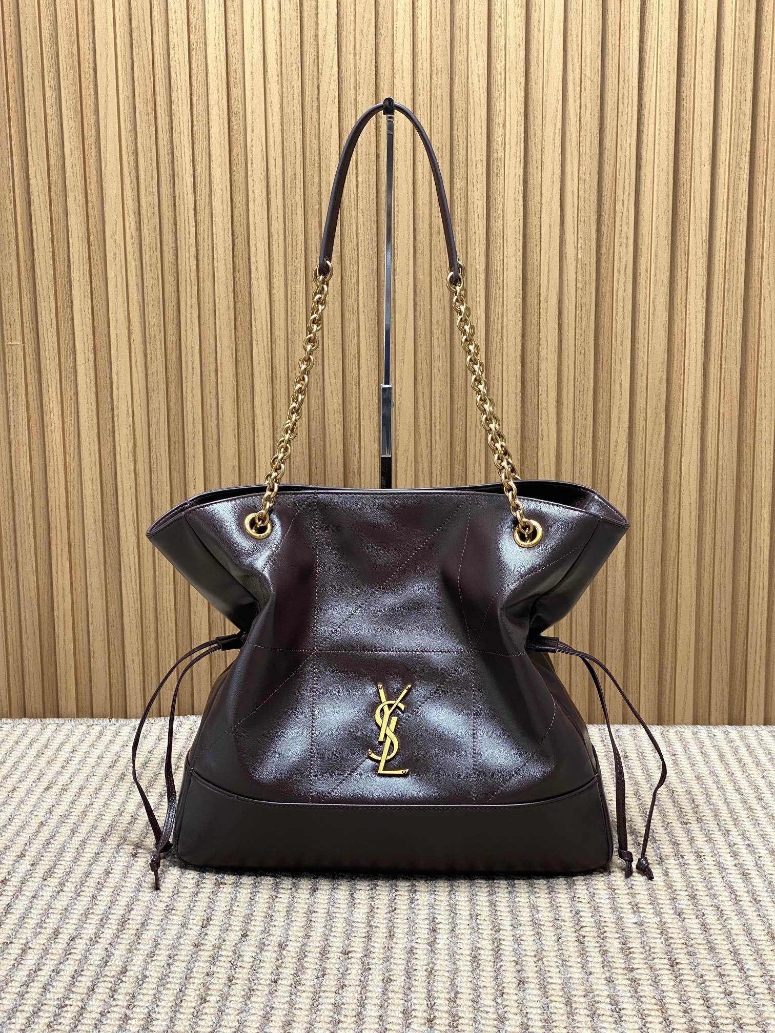 YSL Style Brown Leather Chain Bag Lookbook Reference image 1