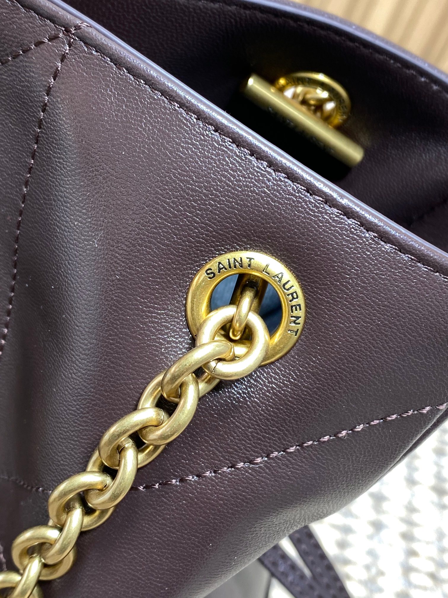YSL Style Brown Leather Chain Bag Bags Chain Bag detail image 5 from source 763065
