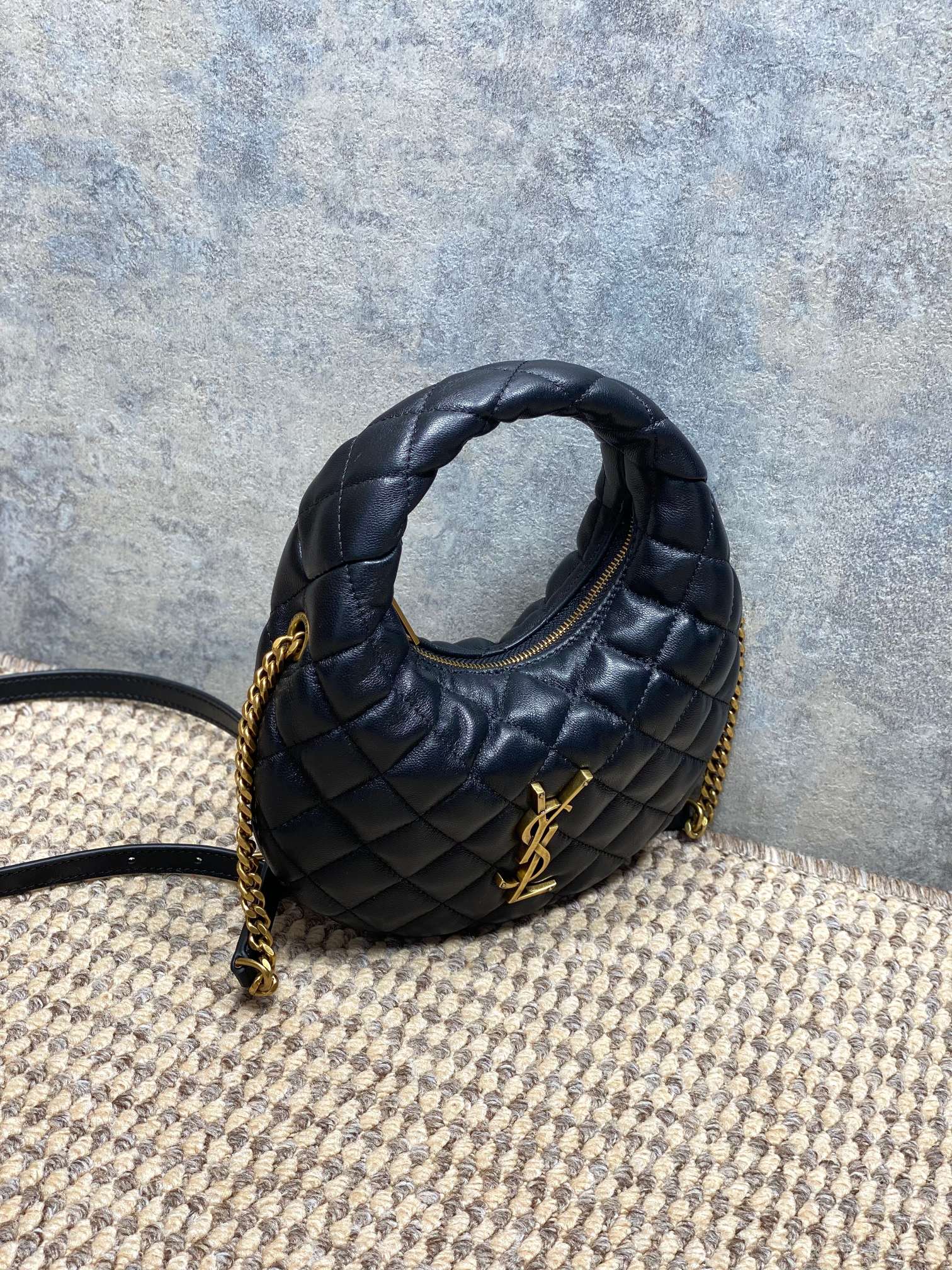 YSL Quilted Leather Mini Handle Hobo Bag