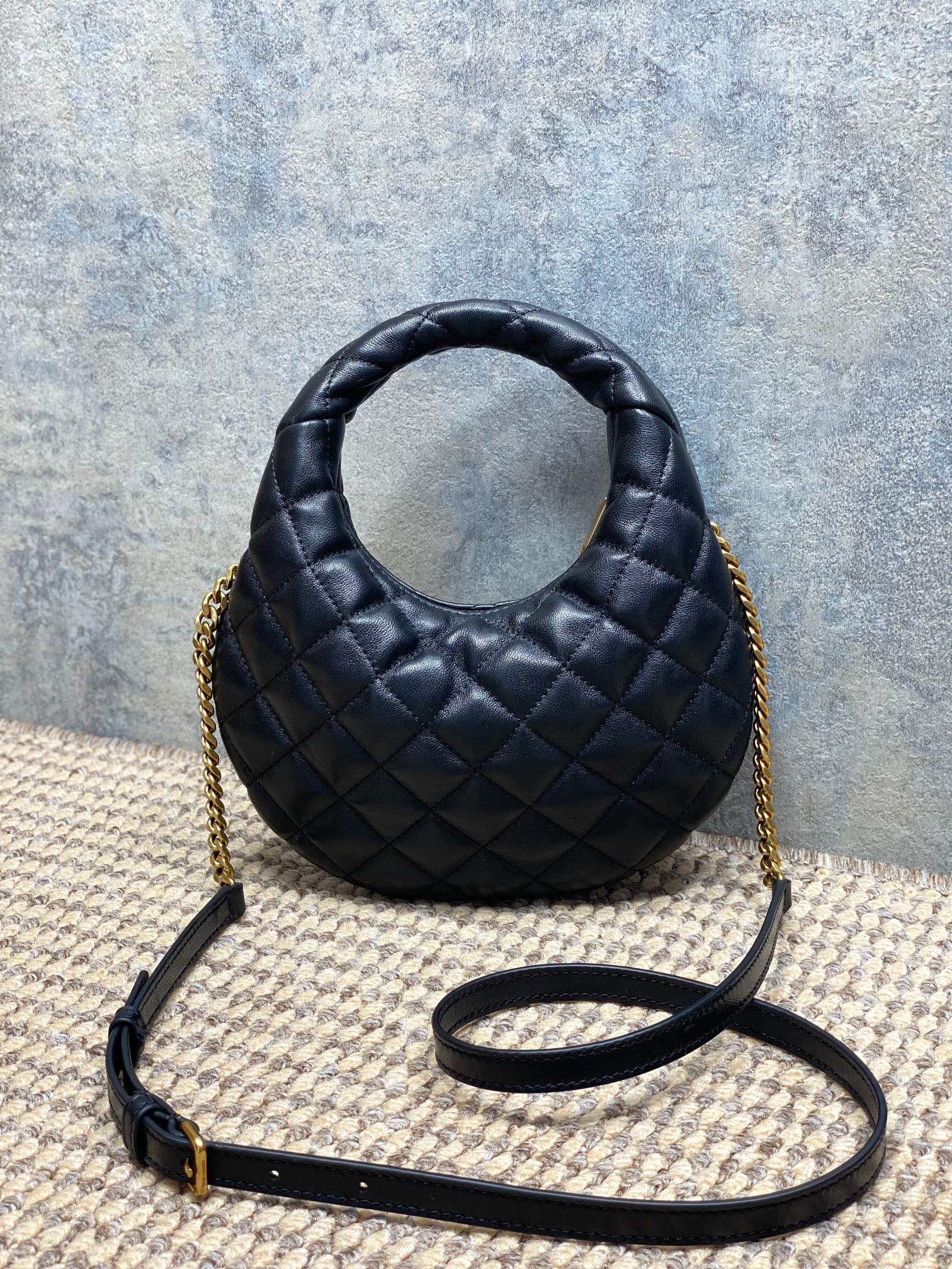 YSL Quilted Leather Mini Handle Hobo Bag