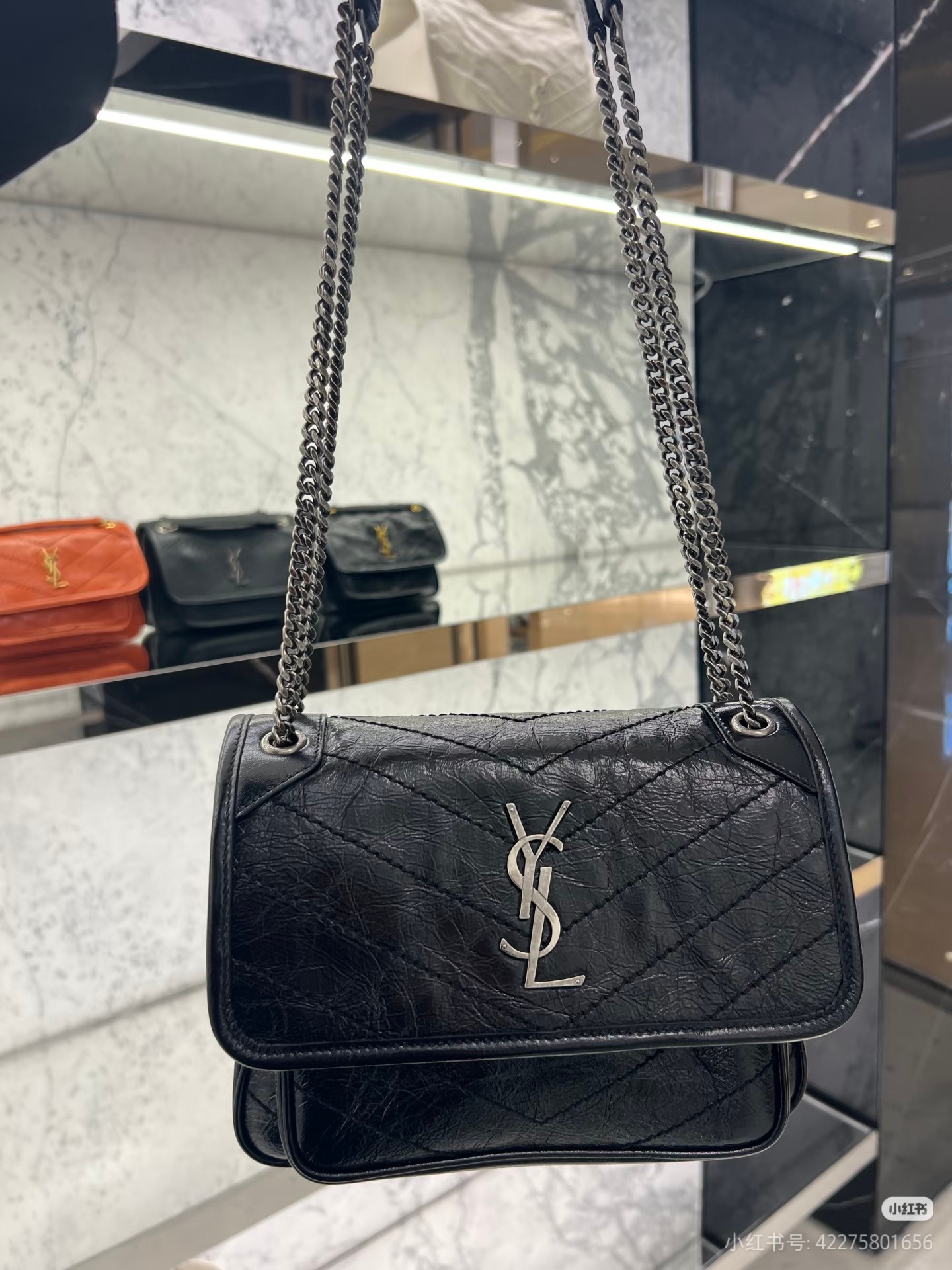NO:938715,YSL black silver NIKI, silver label, the latest model!  , YSL Saint Laurent grade original leather, saint laurent, saint laurent, Hermes,19860909YSL黑银NIKI,银标,最新款！,YSL圣罗兰特级原厂皮,saint laurent,saint laurent,Hermes,,Bag
