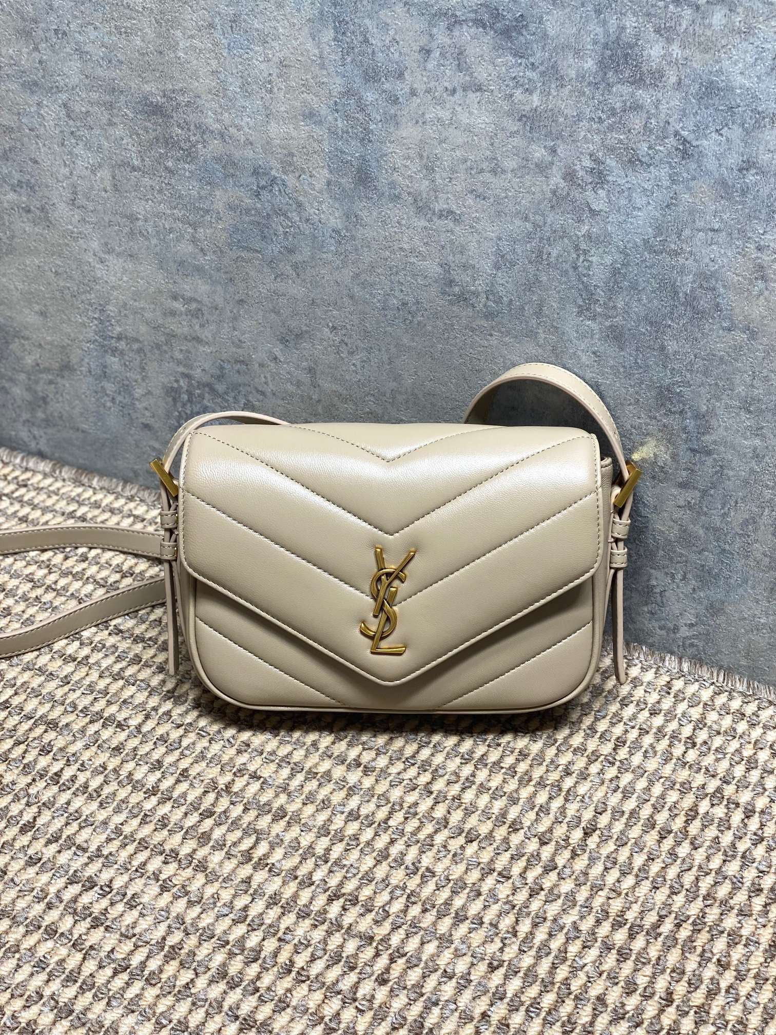 YSL V-Quilted Leather Flap Crossbody Bag