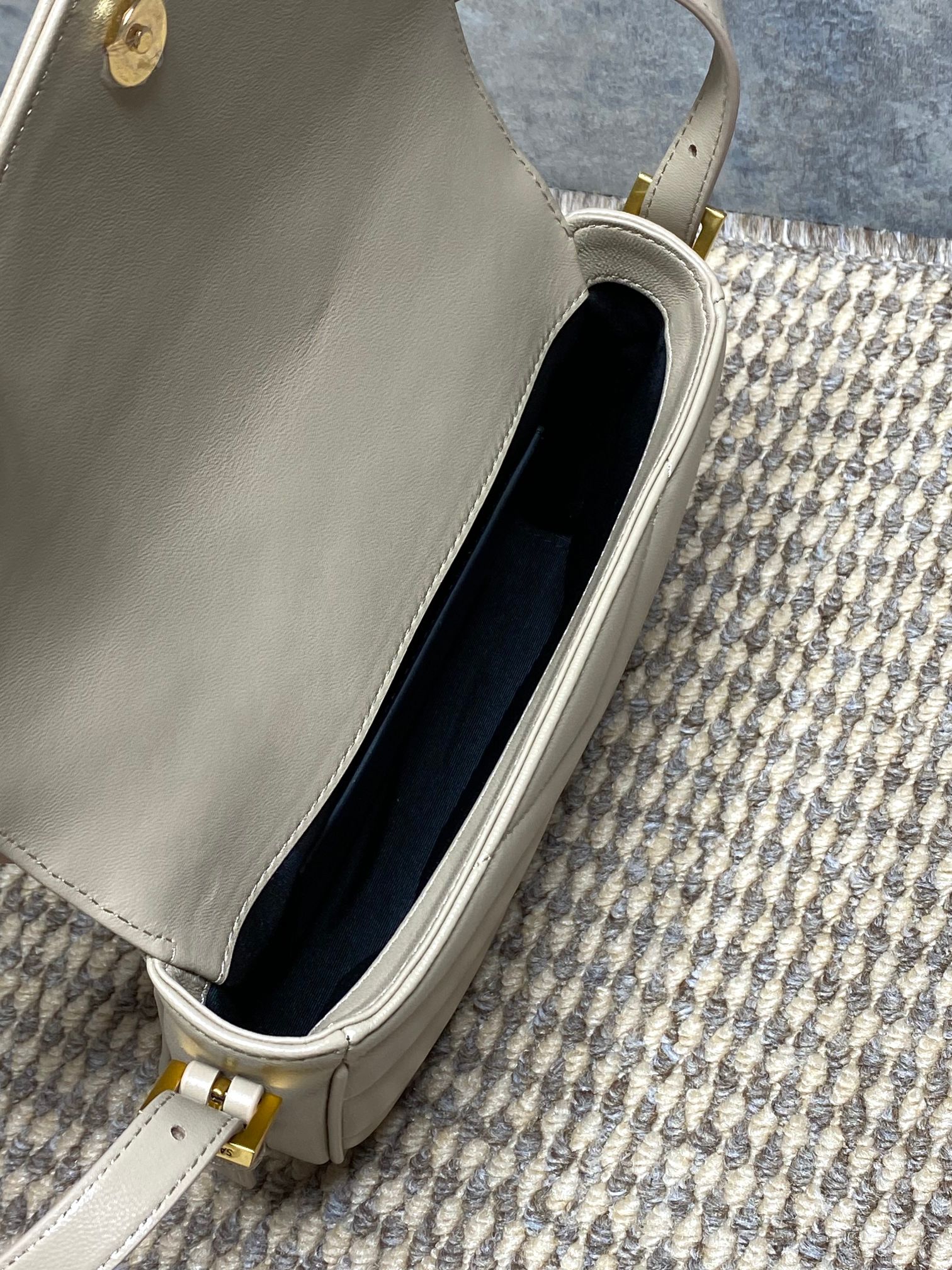 YSL V-Quilted Leather Flap Crossbody Bag