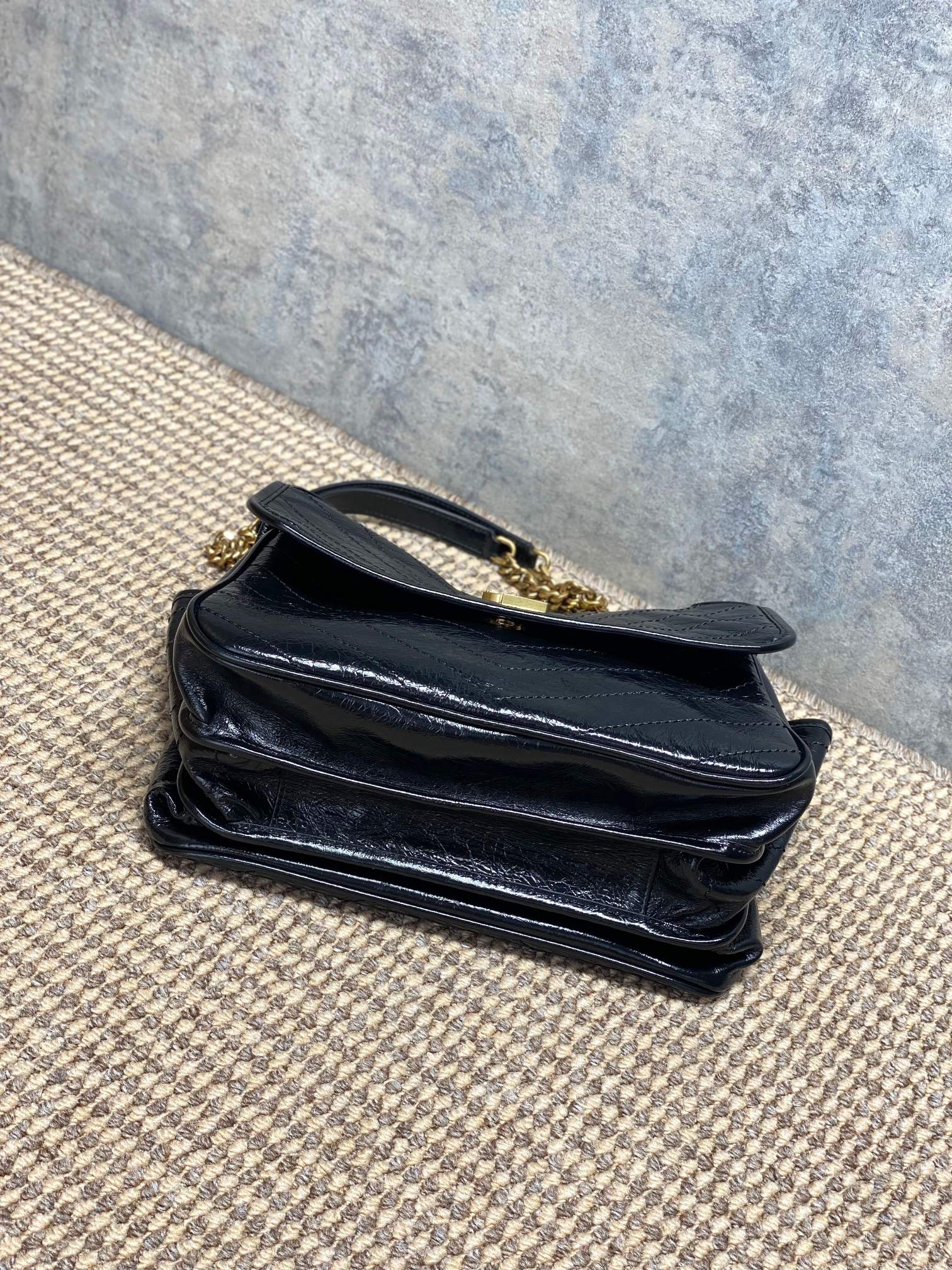 YSL Crinkled Leather Quilted Flap Chain Bag
