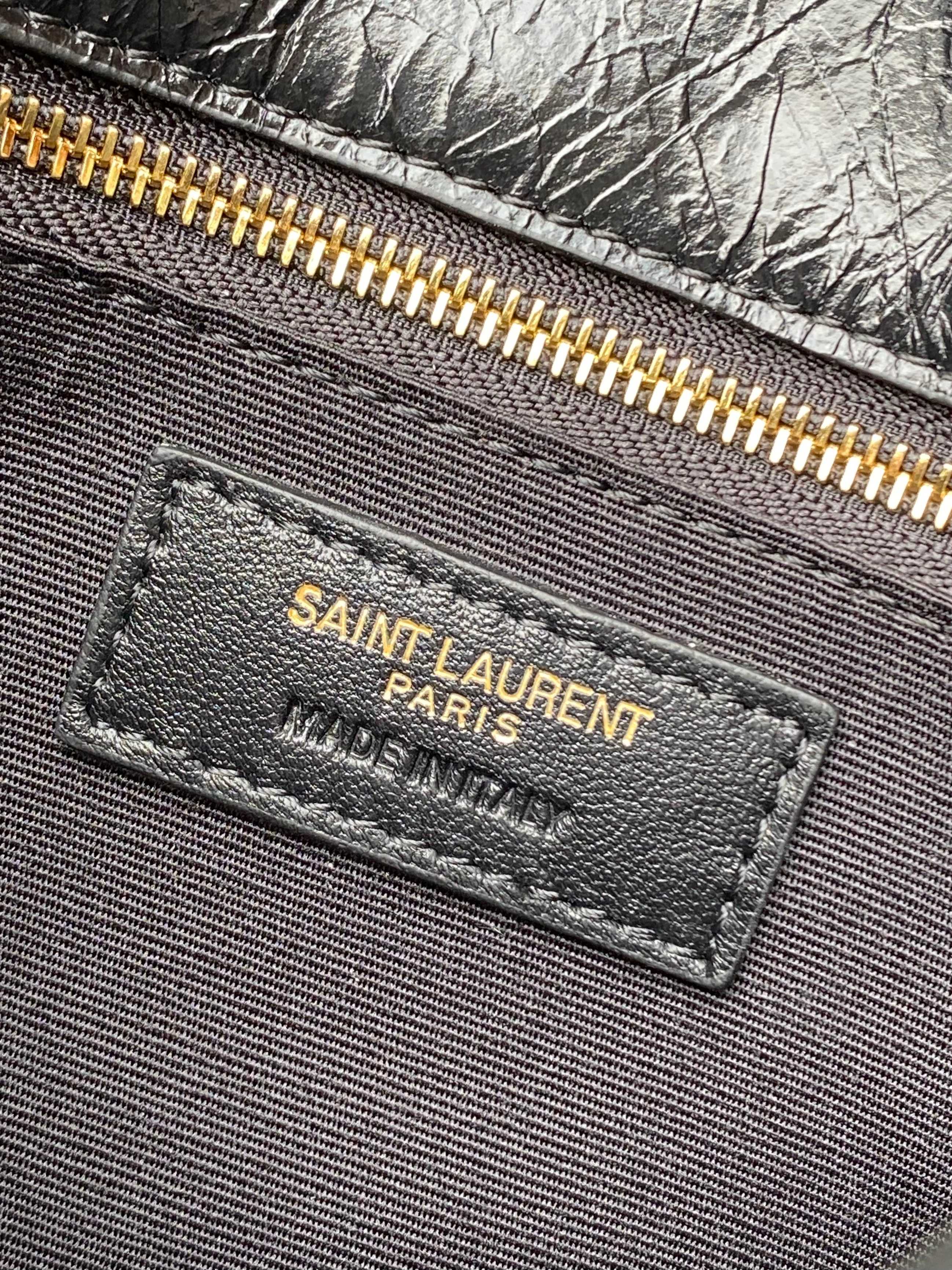 YSL Crinkled Leather Quilted Flap Chain Bag