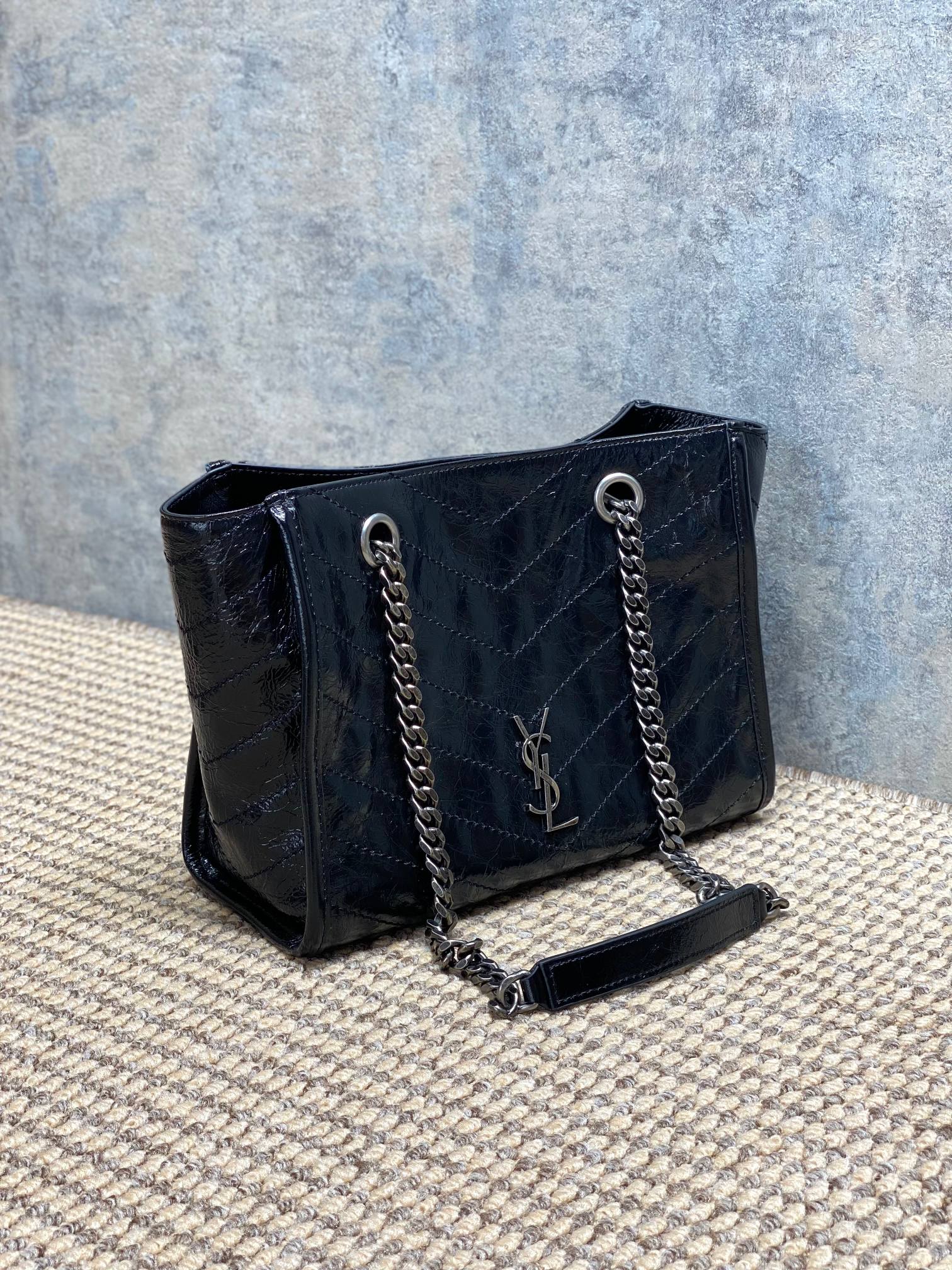 YSL Quilted Leather Chain Tote Handbag