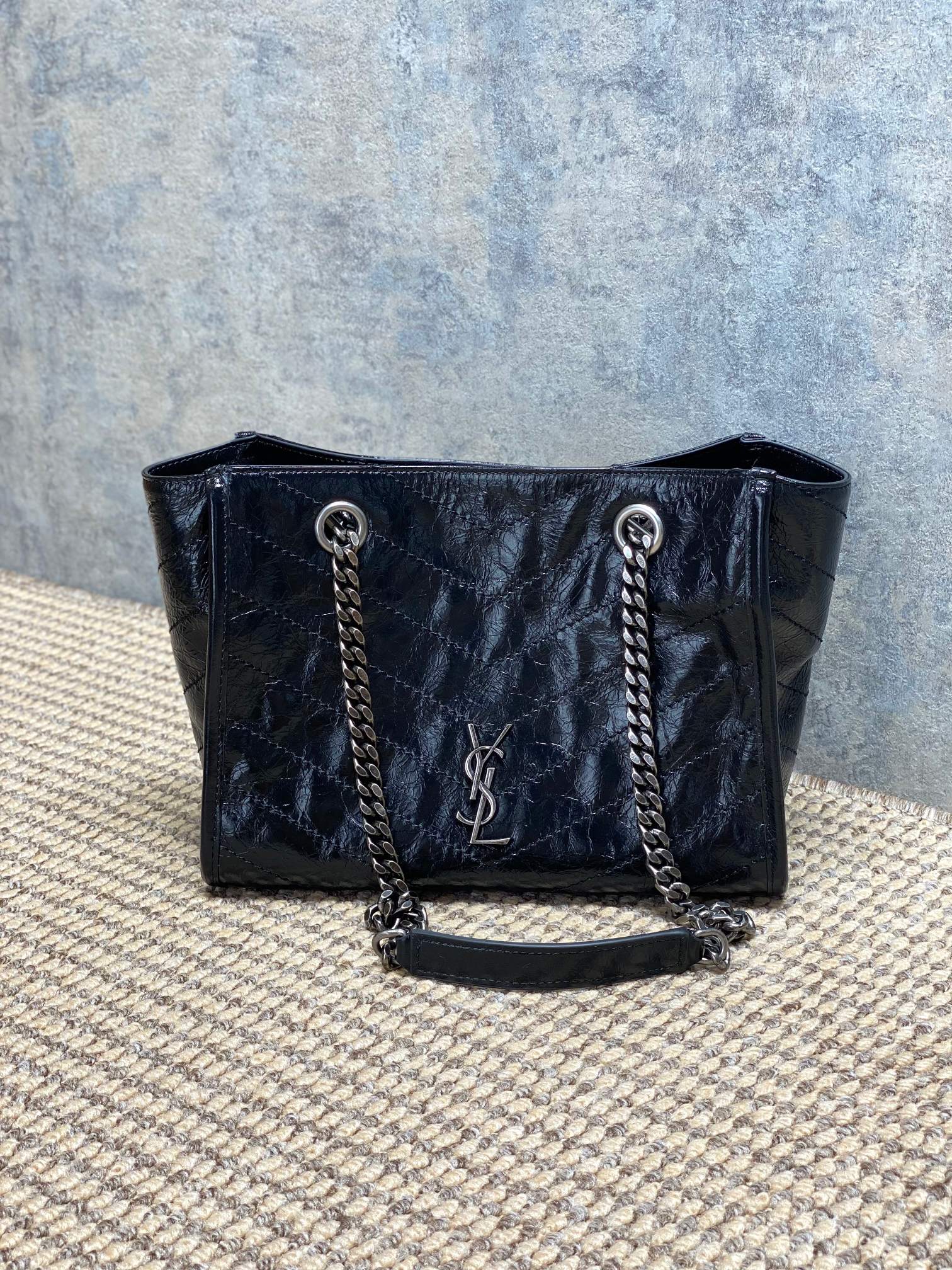 YSL Quilted Leather Chain Tote Handbag