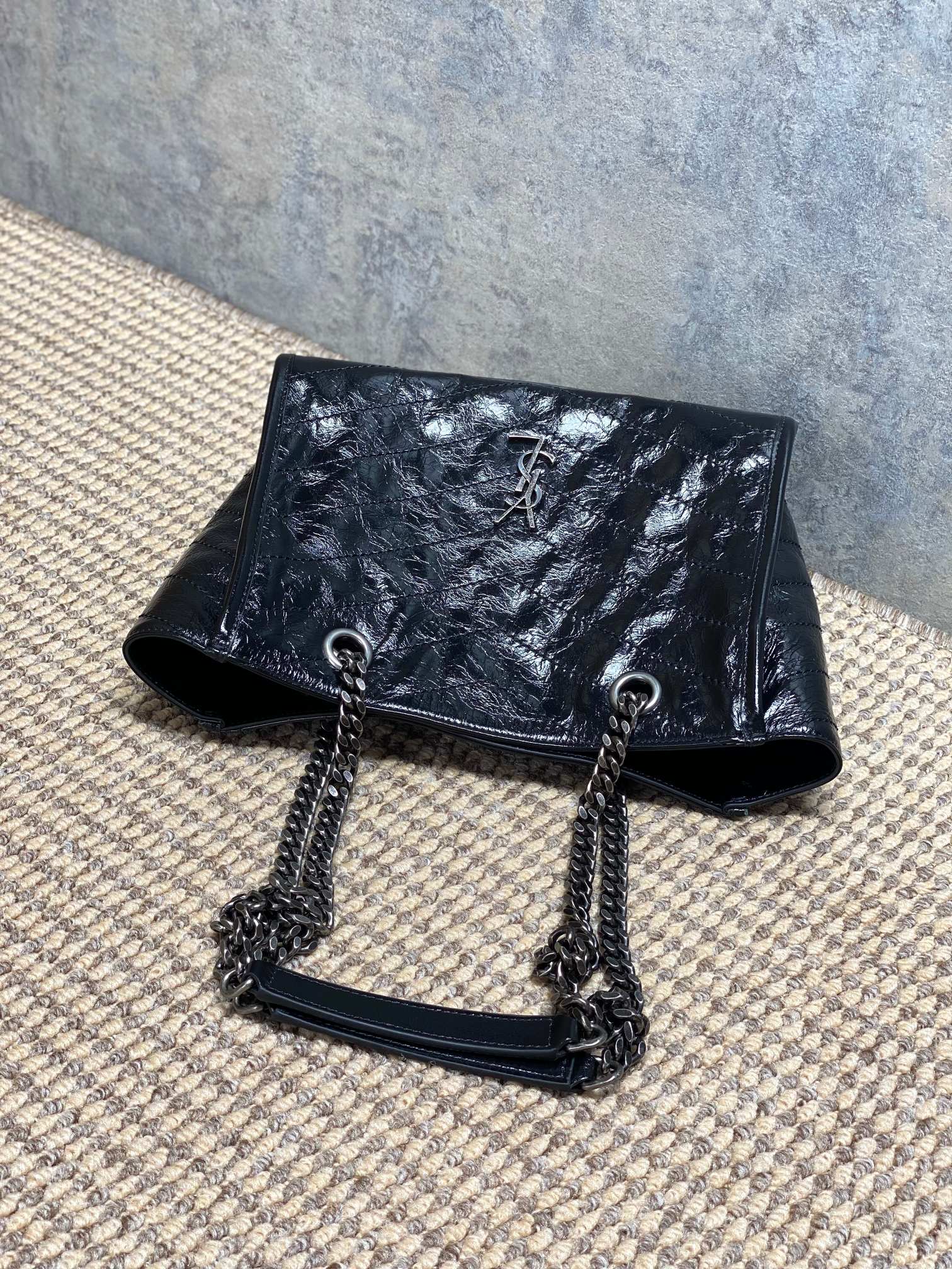 YSL Quilted Leather Chain Tote Handbag