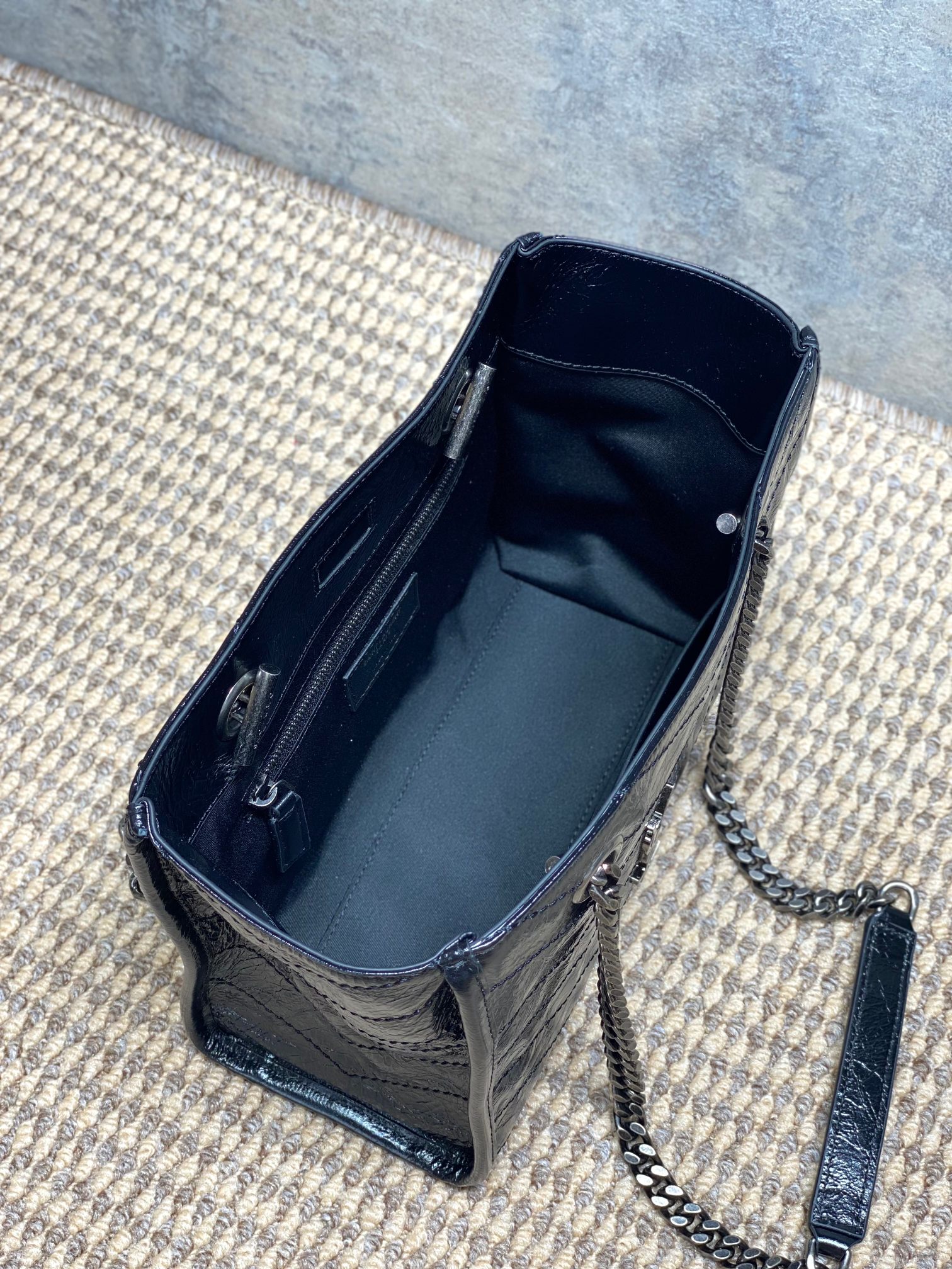 YSL Quilted Leather Chain Tote Handbag