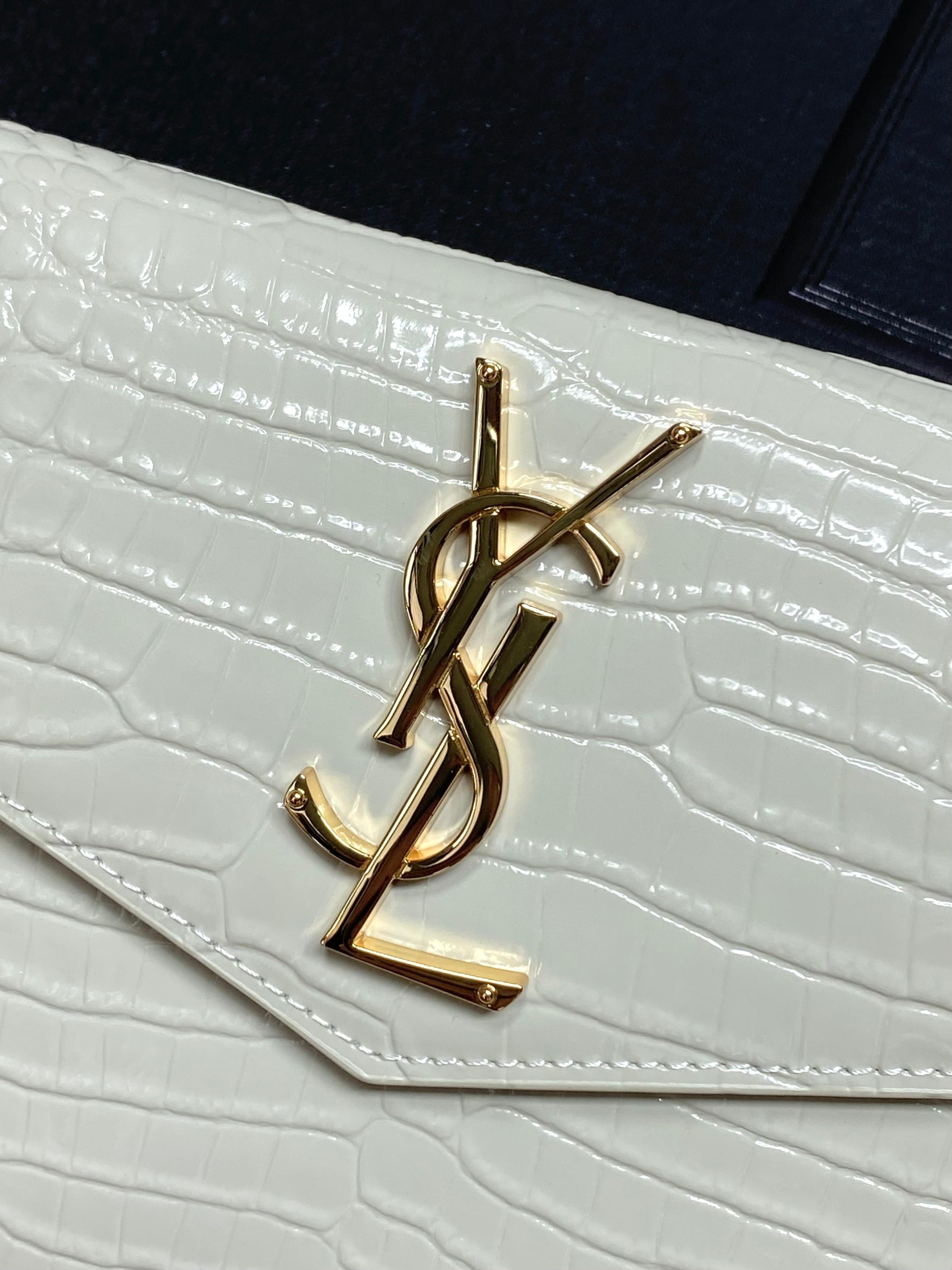 YSL Style White Leather Clutch Bags detail image 8 from source 770849
