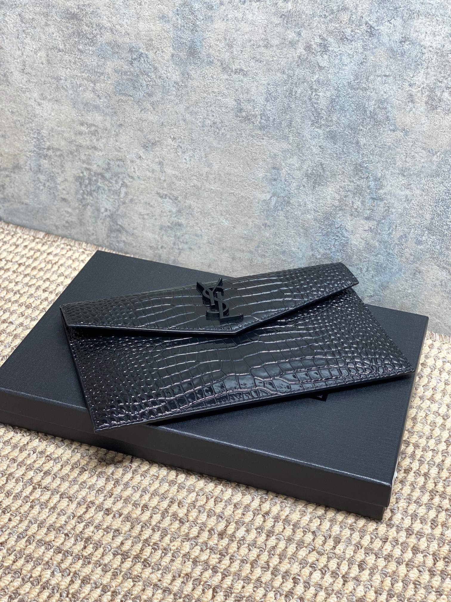 YSL Style Black Leather Clutch Bags detail image 5 from source 770850