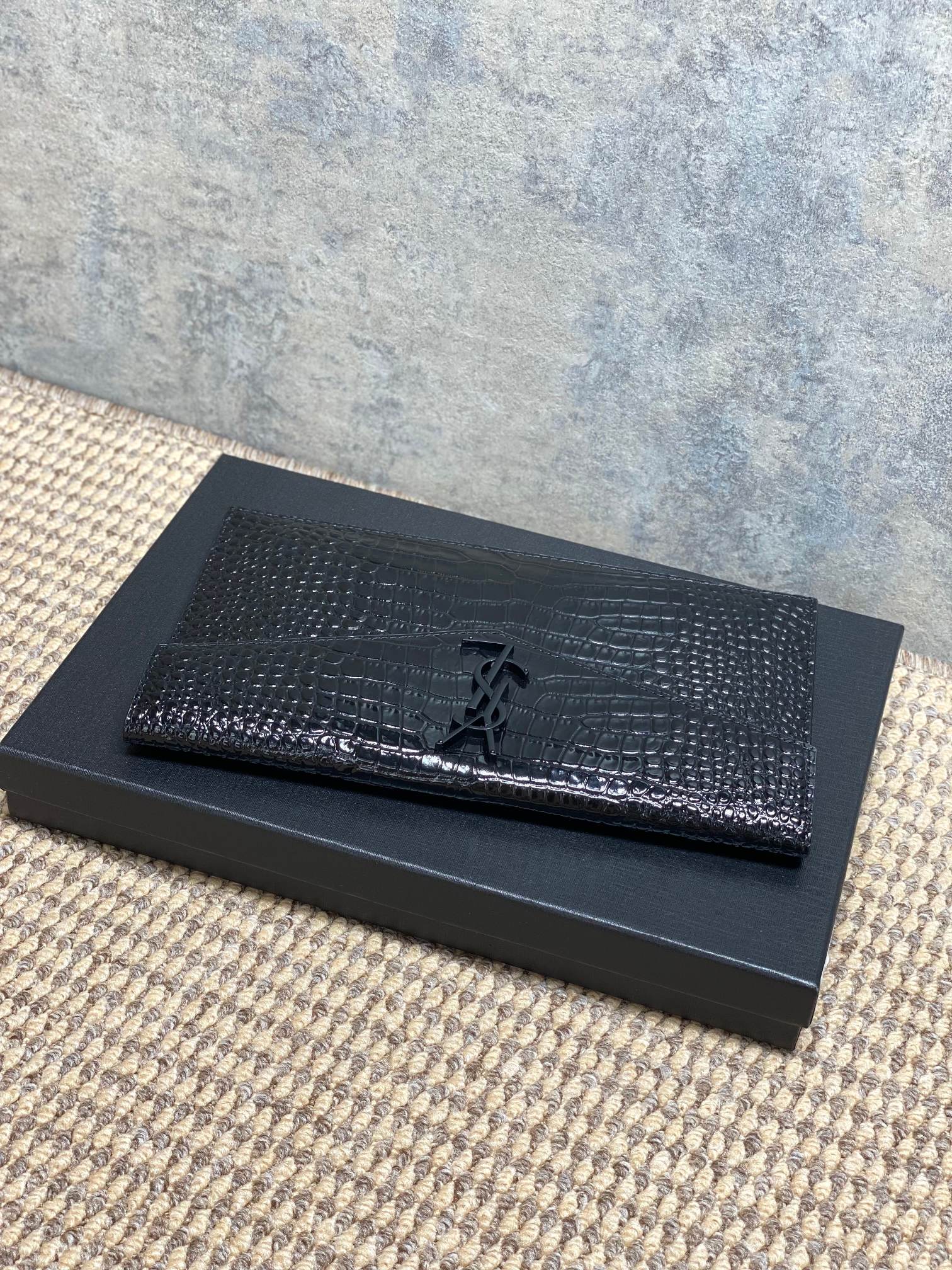YSL Style Black Leather Clutch Bags detail image 4 from source 770850